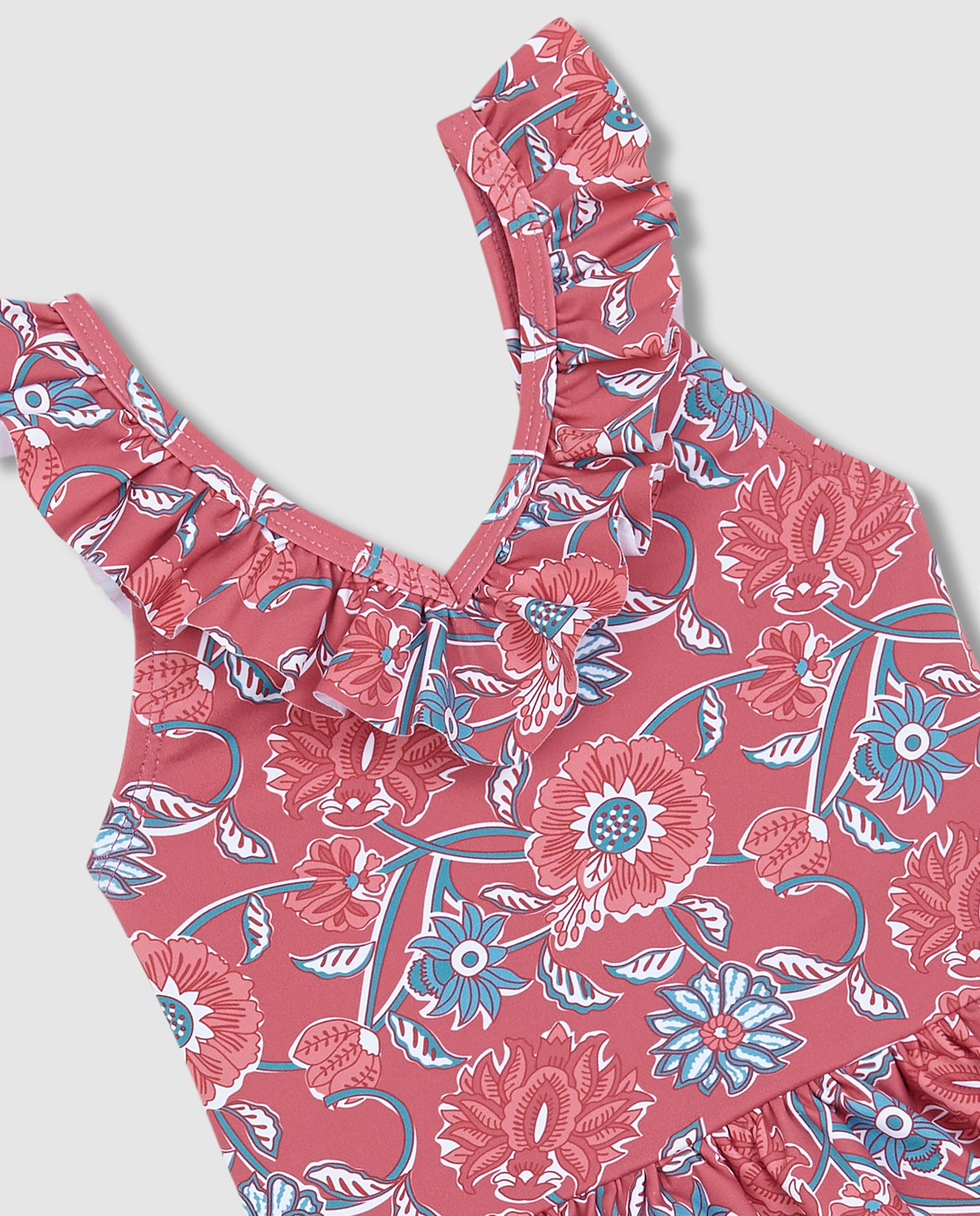Fato de Banho para Bebé com Estampado de Flores Gocco Rosa-3