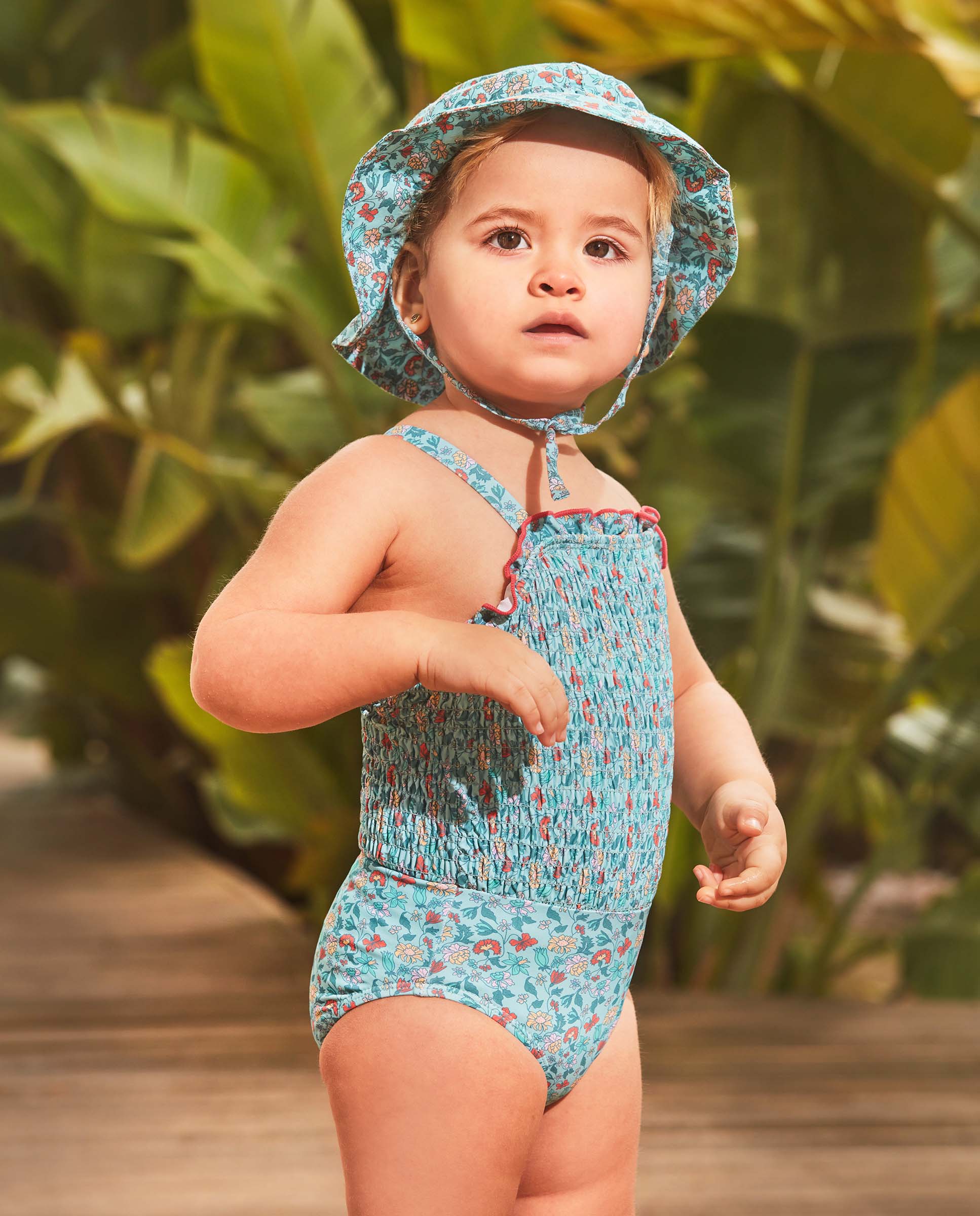 Fato de Banho para Bebé com Estampado de Flores Gocco Azul-claro-6