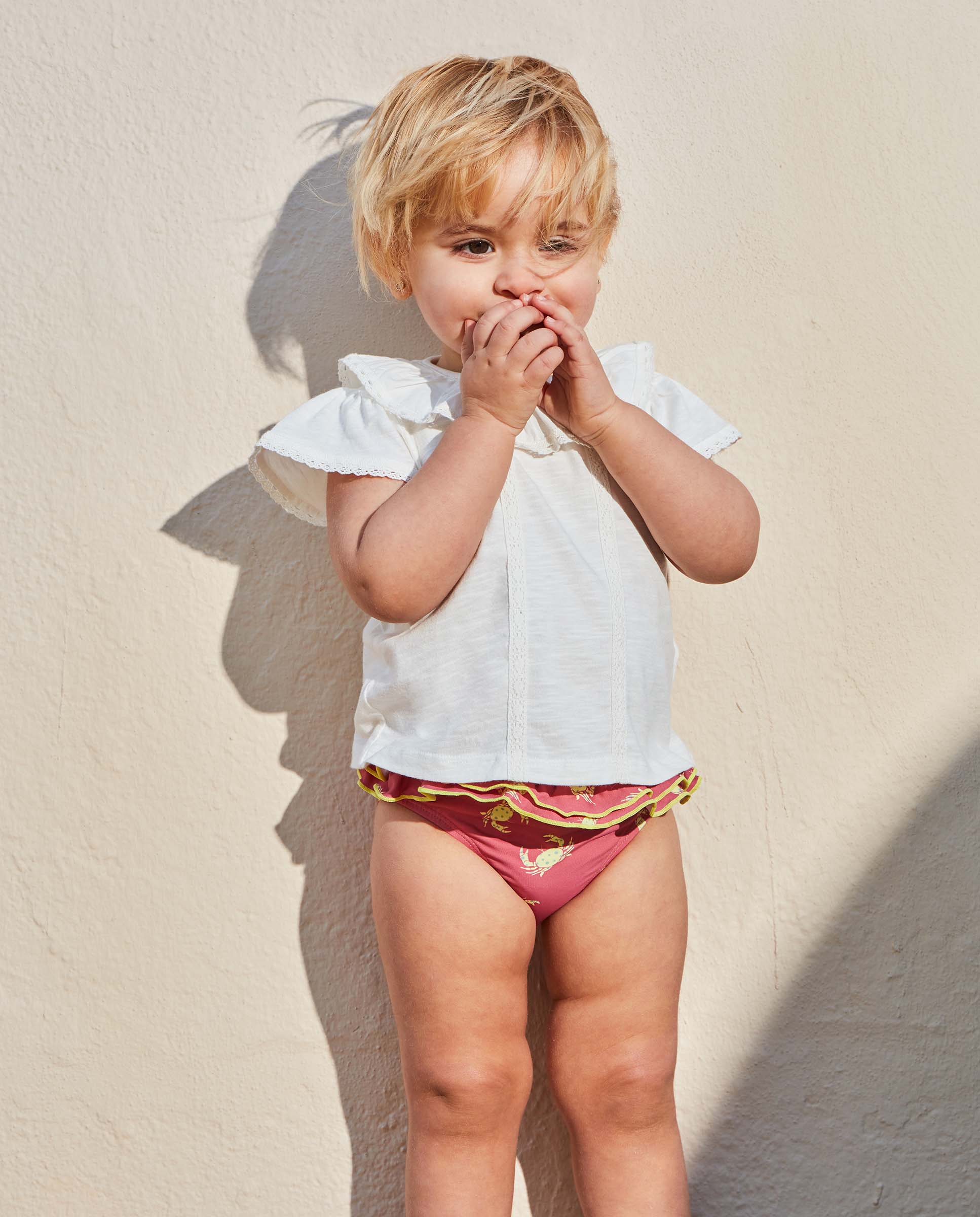 Cueca de Bebé de Caranguejo com Folho Gocco Coral-5