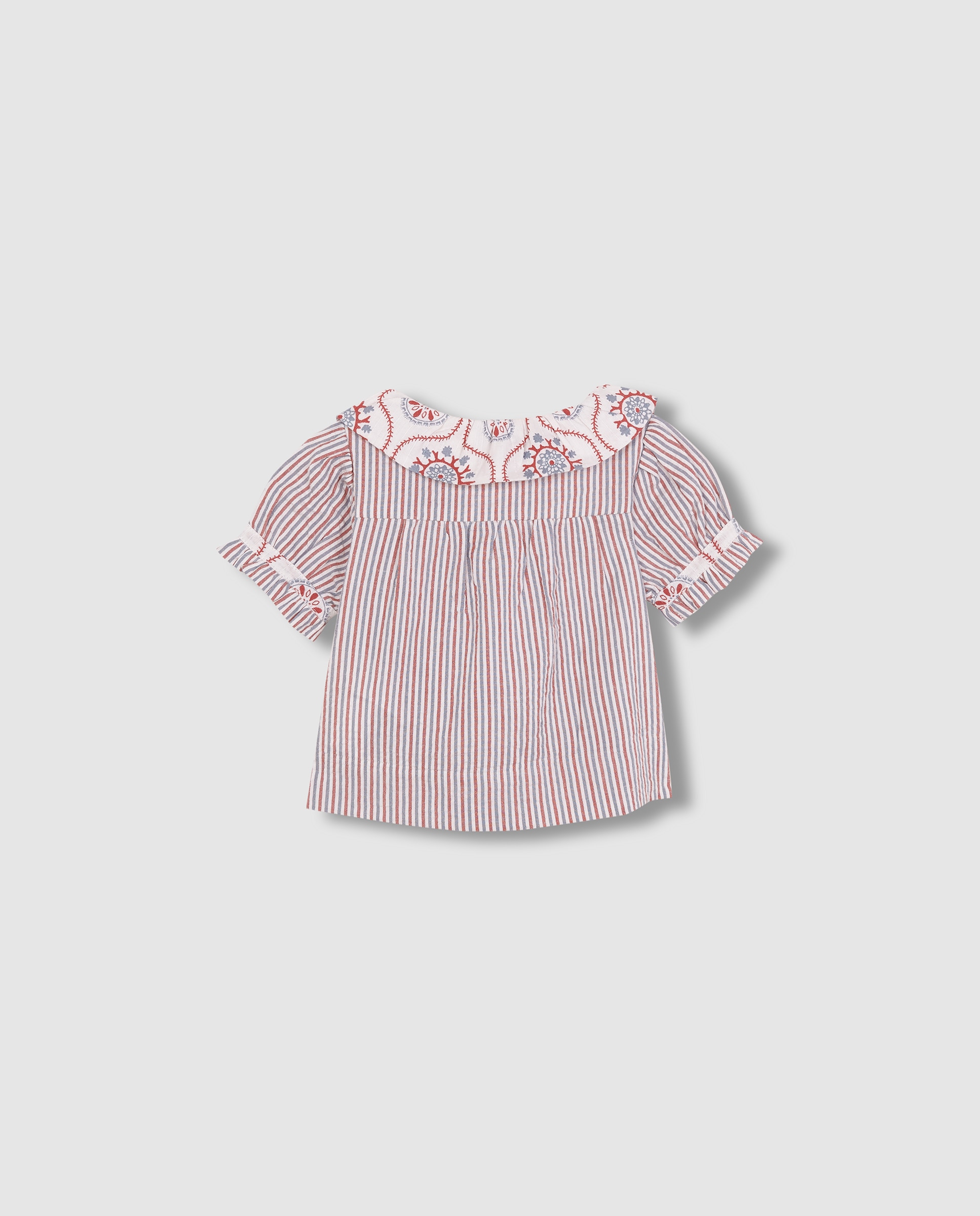 Blusa para Bebé de Manga Curta com Tecidos em Contraste Gocco Branco-marfim-2