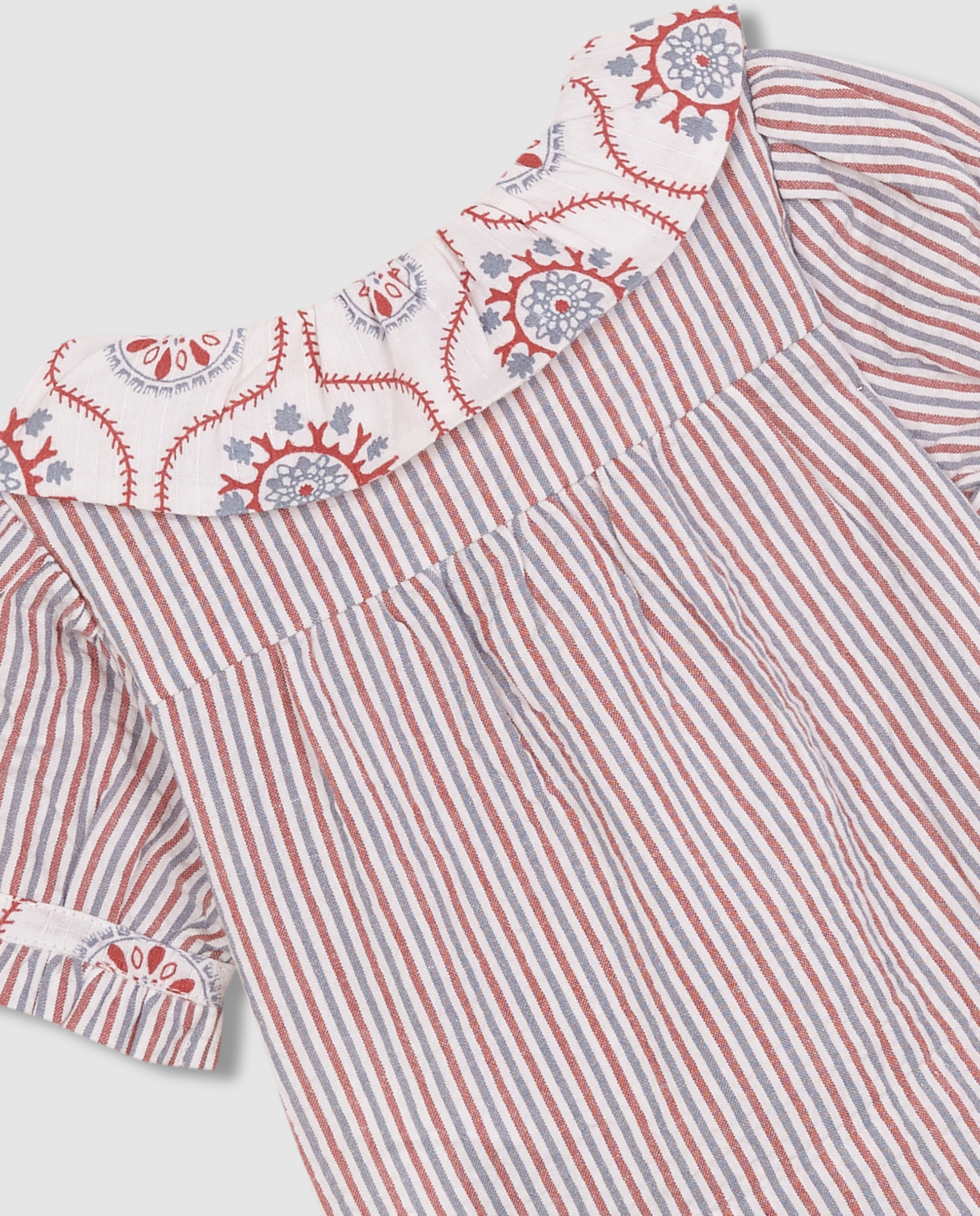 Blusa para Bebé de Manga Curta com Tecidos em Contraste Gocco Branco-marfim-4
