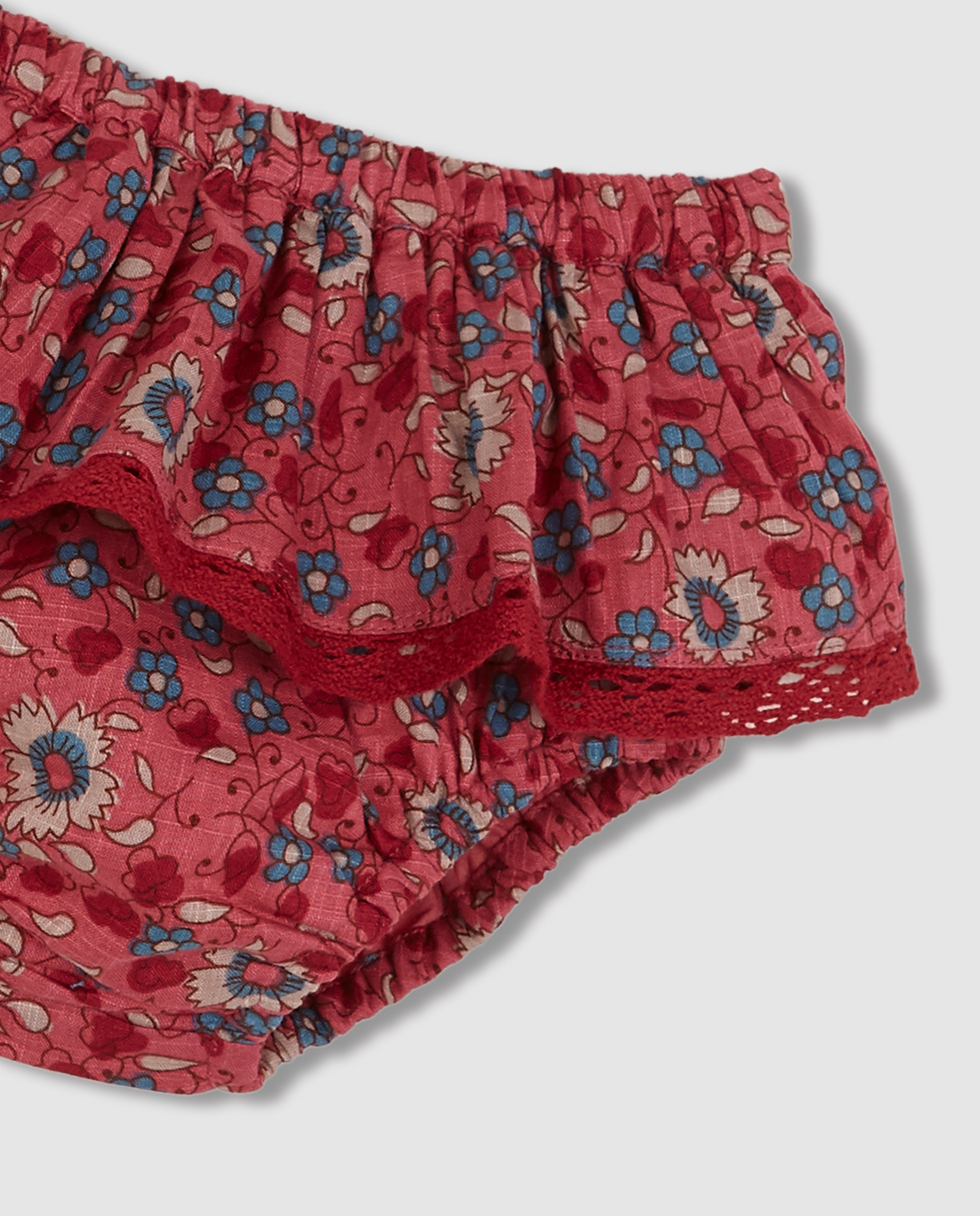 Shorts para Bebé com Estampado de Flores Coral-3