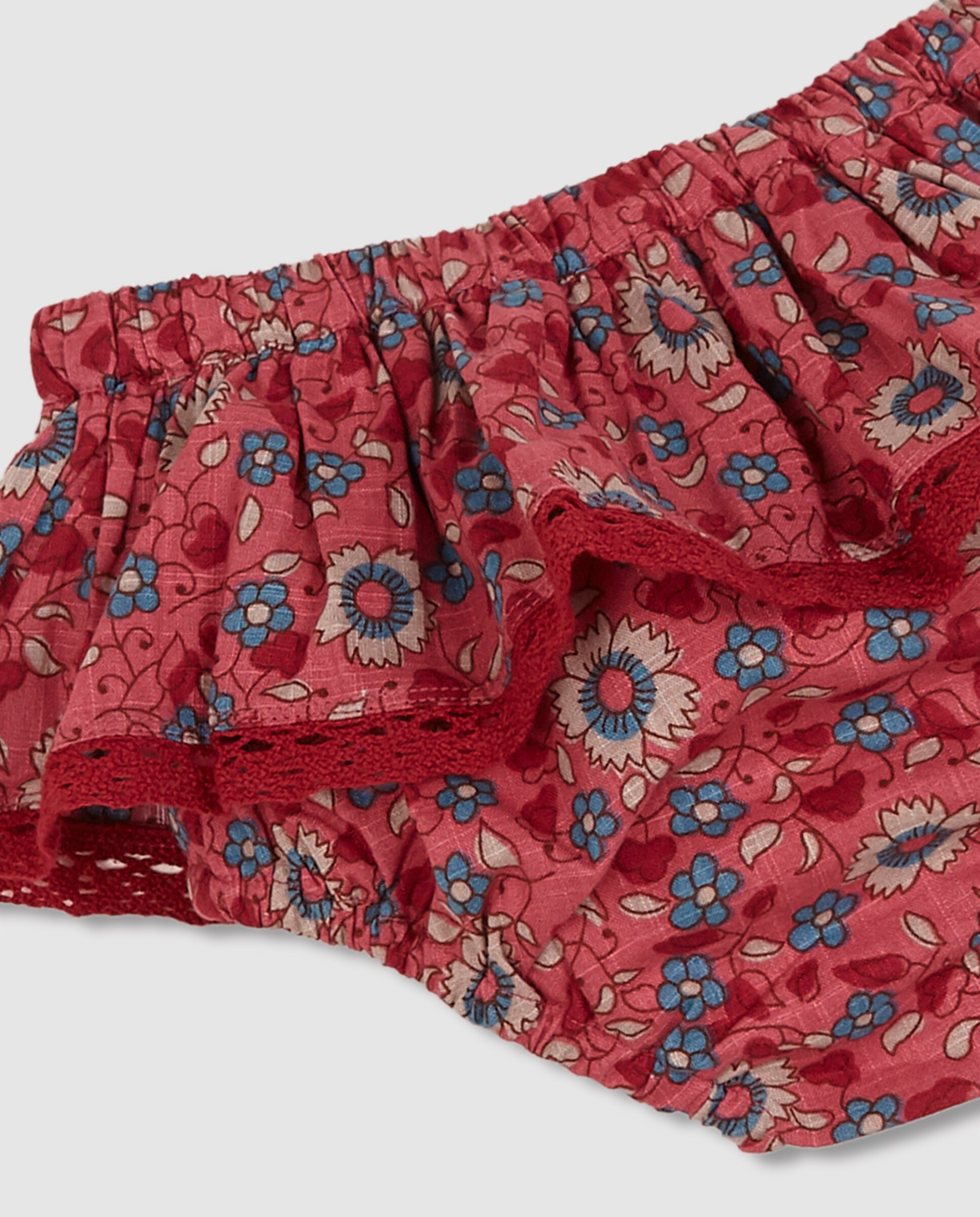 Shorts para Bebé com Estampado de Flores Coral-4