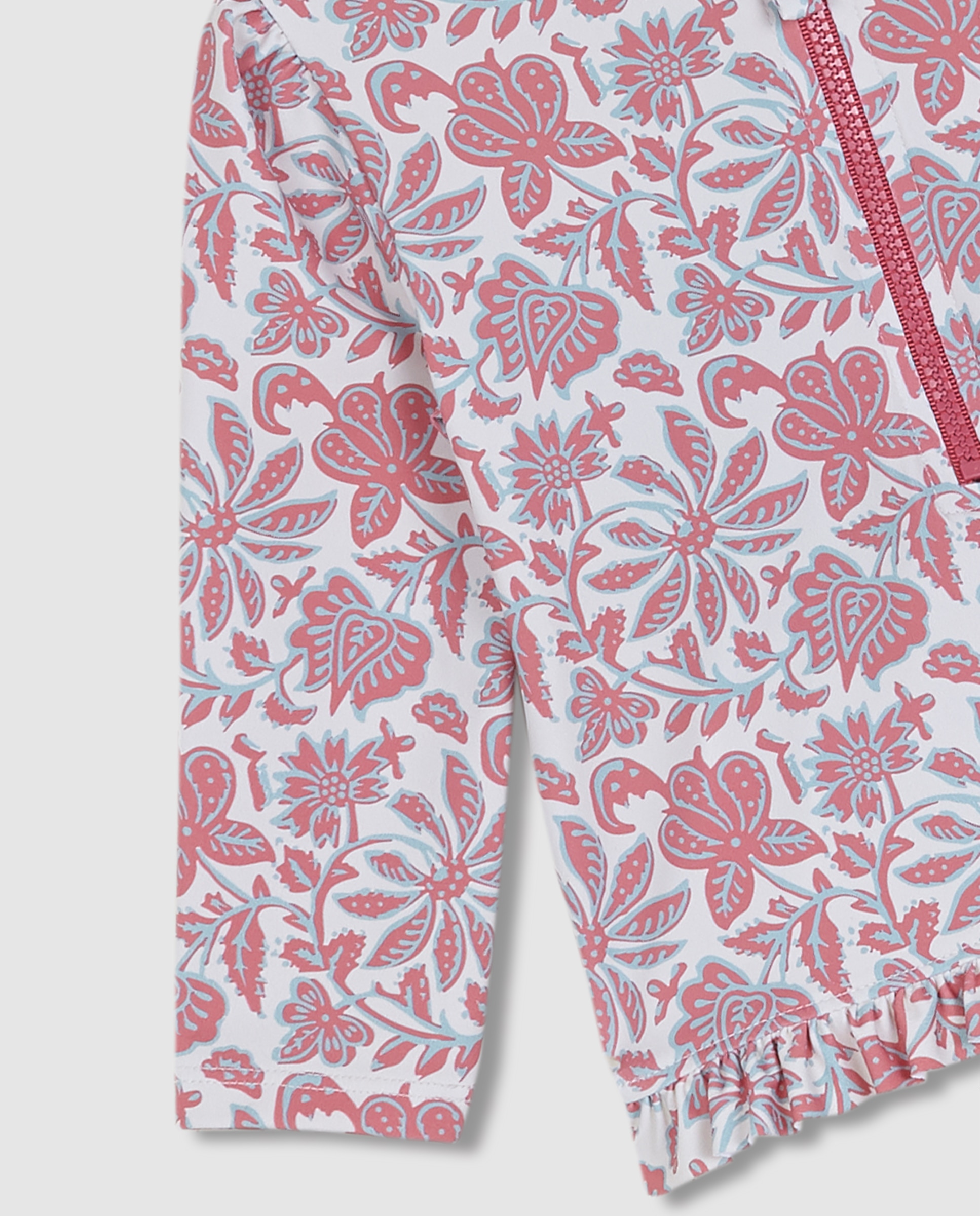 T-shirt para Bebé de Banho com Proteção Solar com Estampado de Flores Gocco Bege/Rosa-4