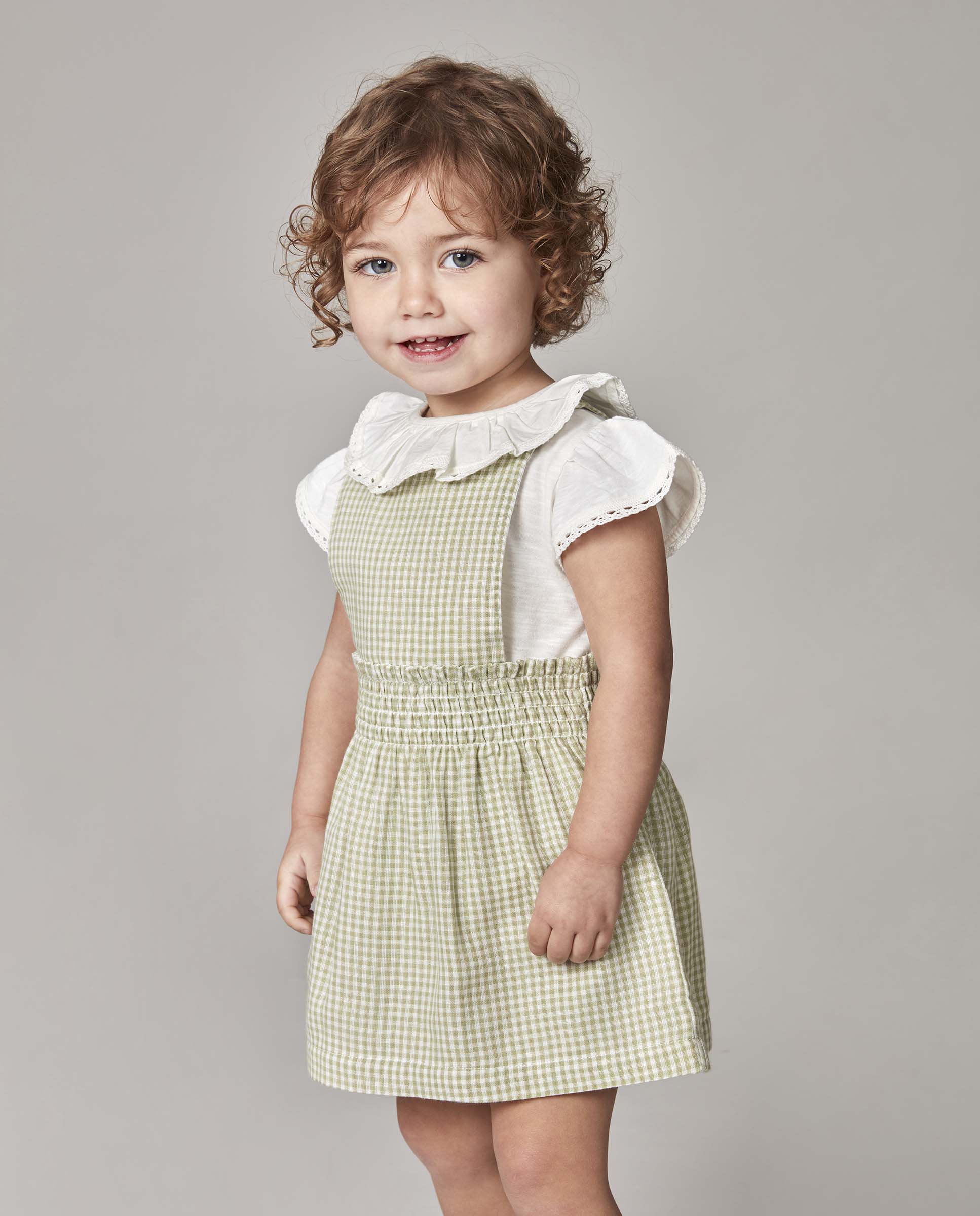 Pichi para Bebé Aos Quadrados Vichy Gocco Branco-marfim-2