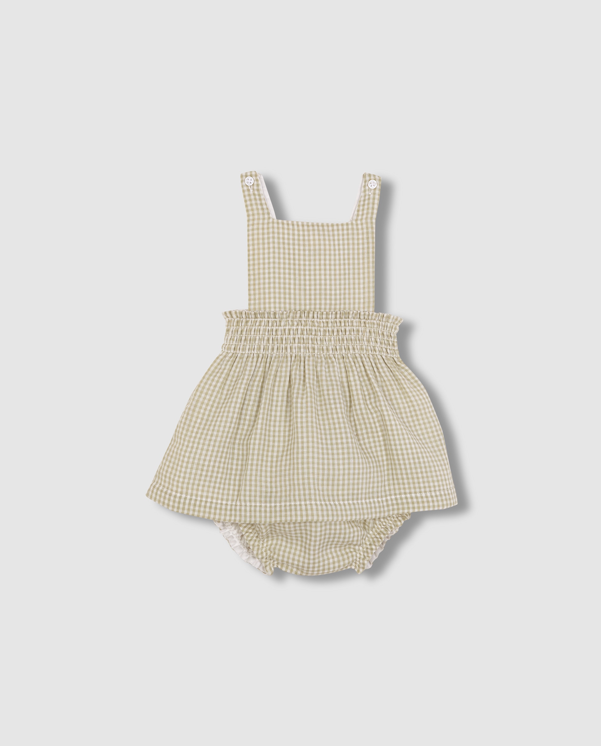 Pichi para Bebé Aos Quadrados Vichy Gocco Branco-marfim-3
