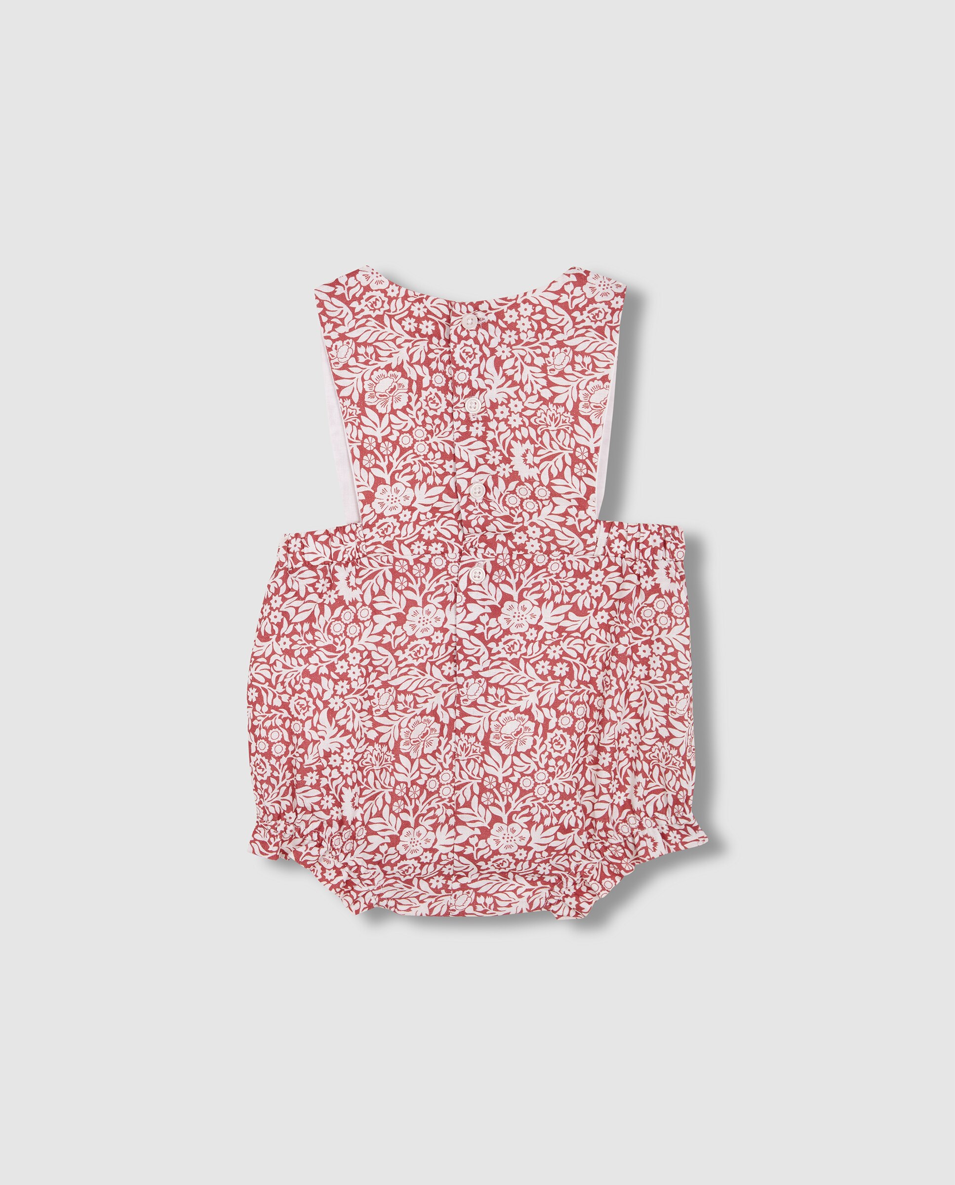 Macacão Curto para Bebé Estampado de Linho sem Mangas Gocco Rosa-4