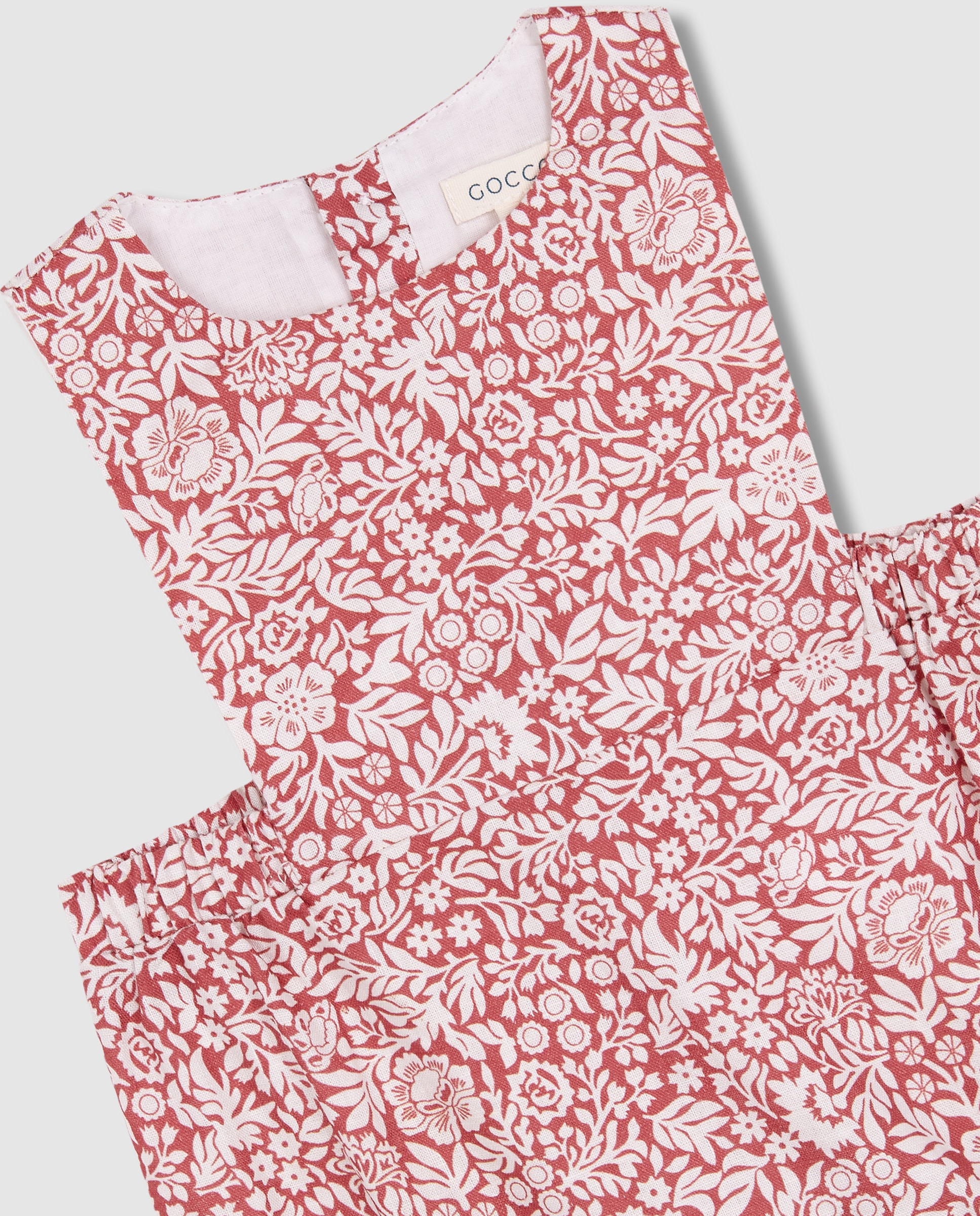 Macacão Curto para Bebé Estampado de Linho sem Mangas Gocco Rosa-5