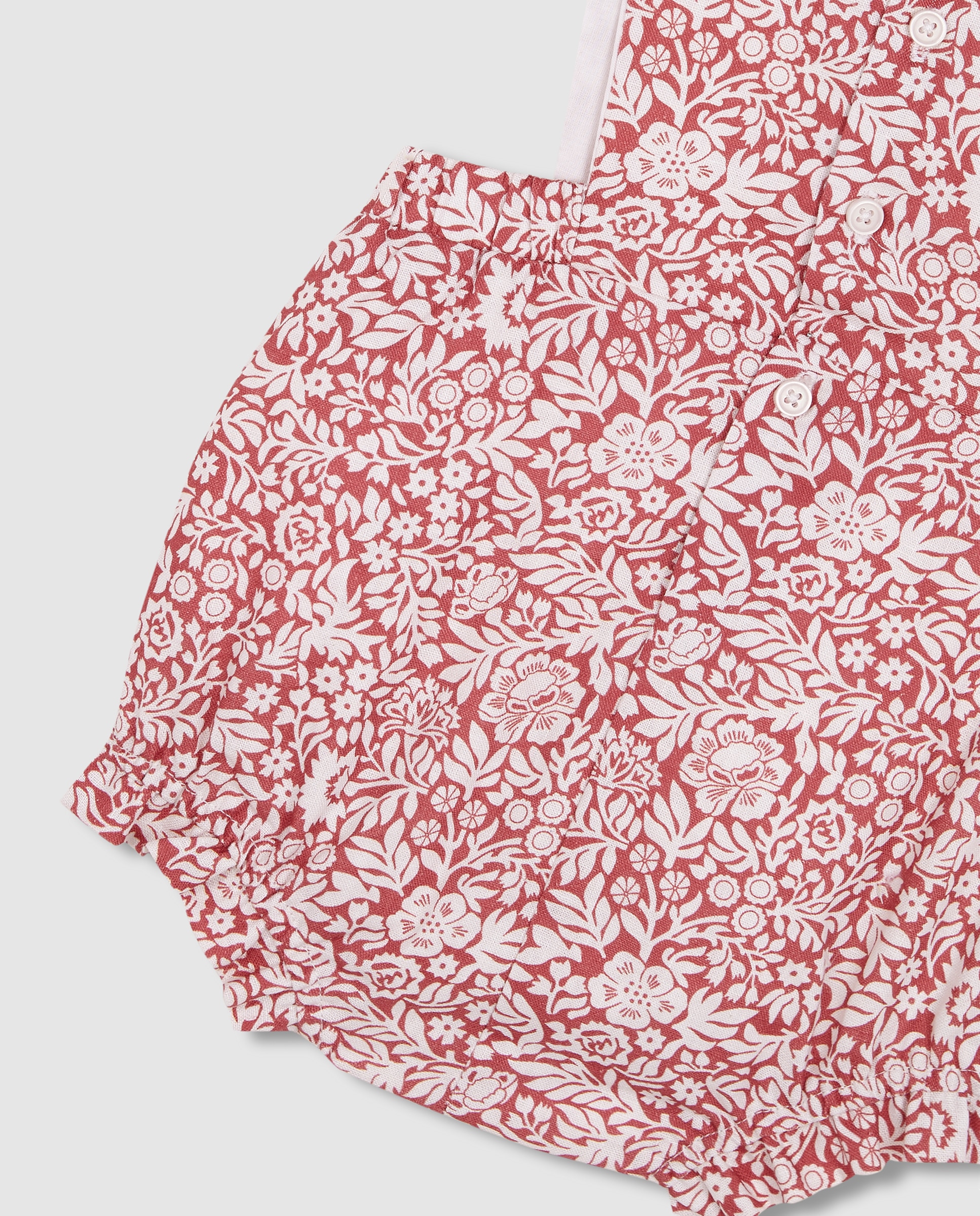 Macacão Curto para Bebé Estampado de Linho sem Mangas Gocco Rosa-6