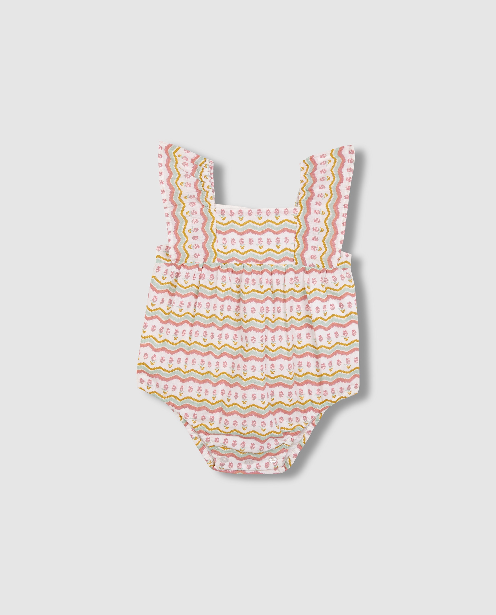 Macacão Curto para Bebé Ikat Gocco Branco-marfim-3