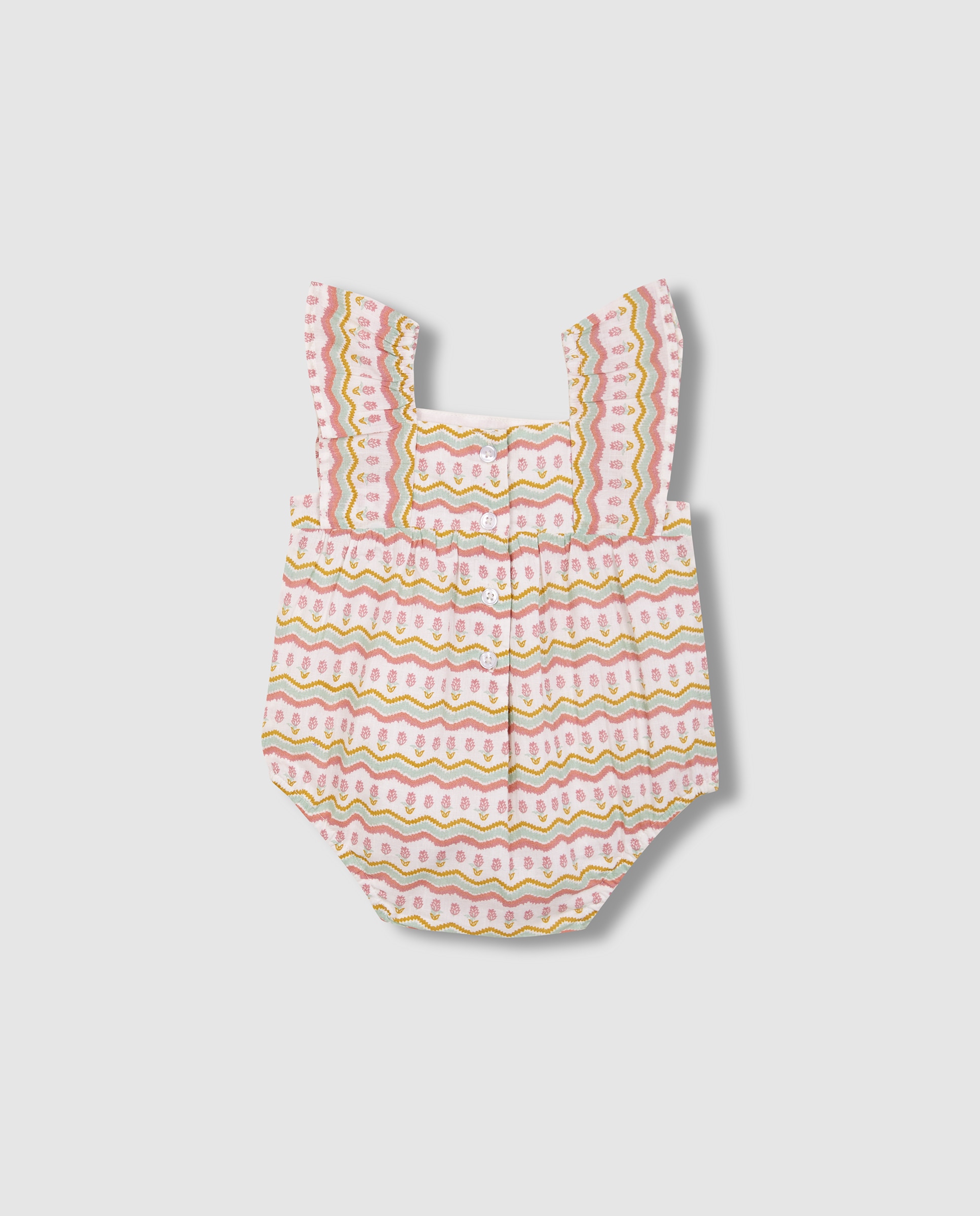 Macacão Curto para Bebé Ikat Gocco Branco-marfim-4