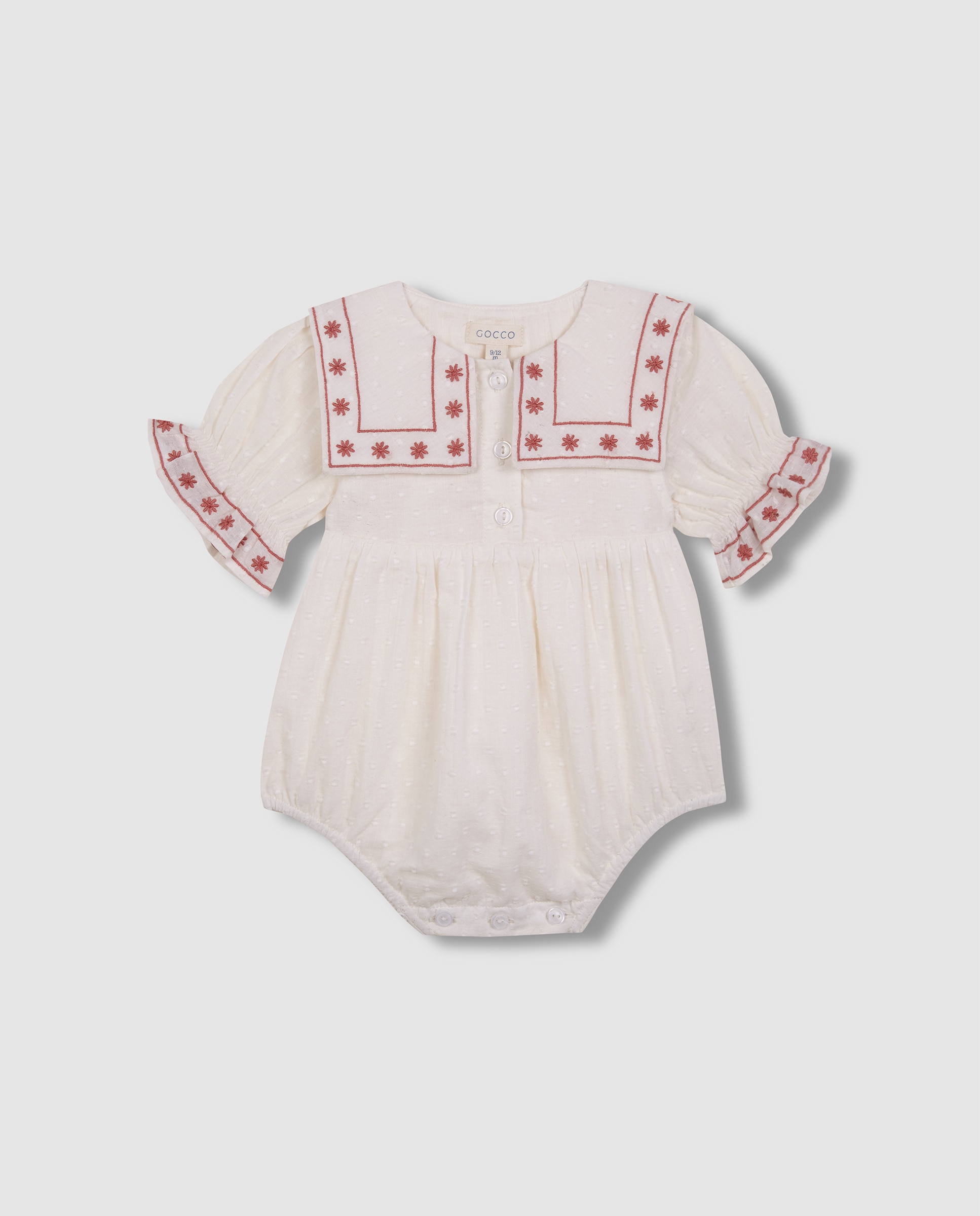 Imagem 0 de Macacão Curto para Bebé com Bordados em Contraste