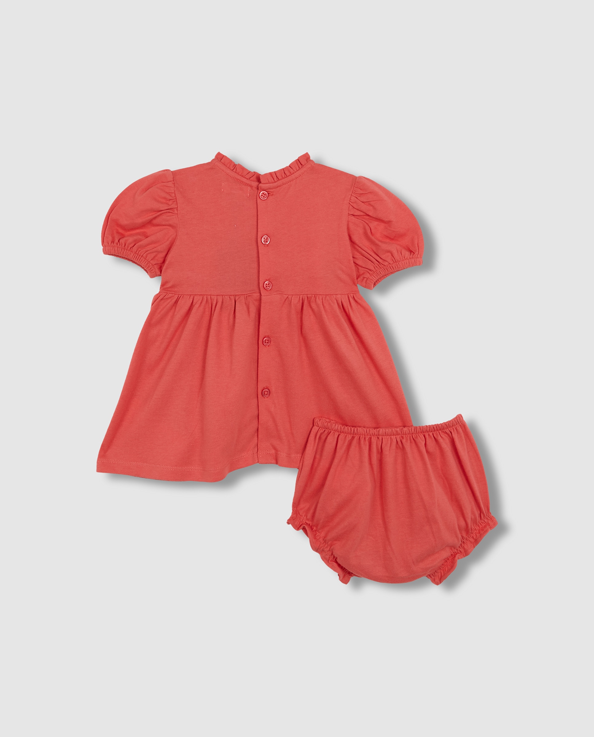 Vestido para Bebé com Franzido Rosa-2