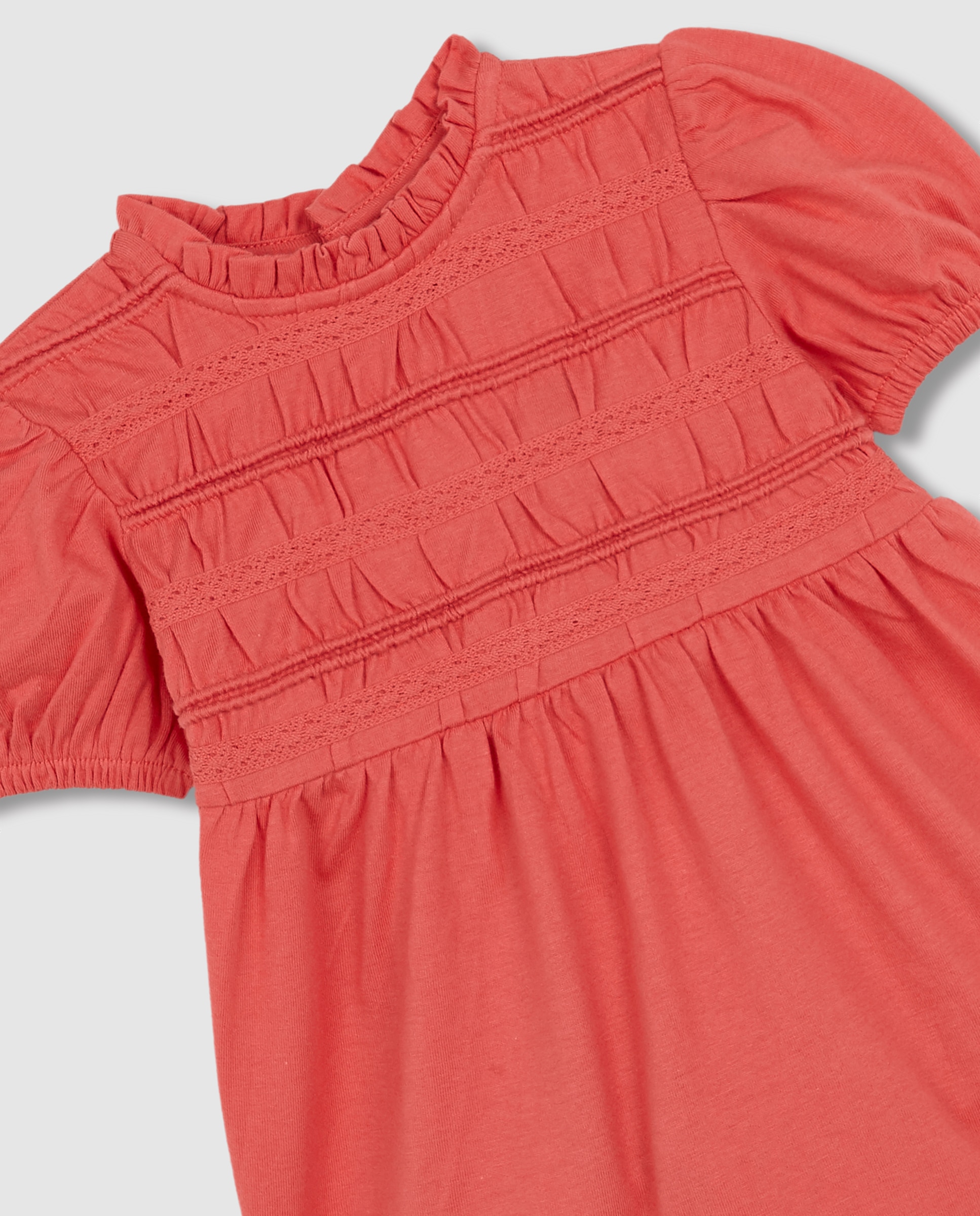 Vestido para Bebé com Franzido Rosa-3
