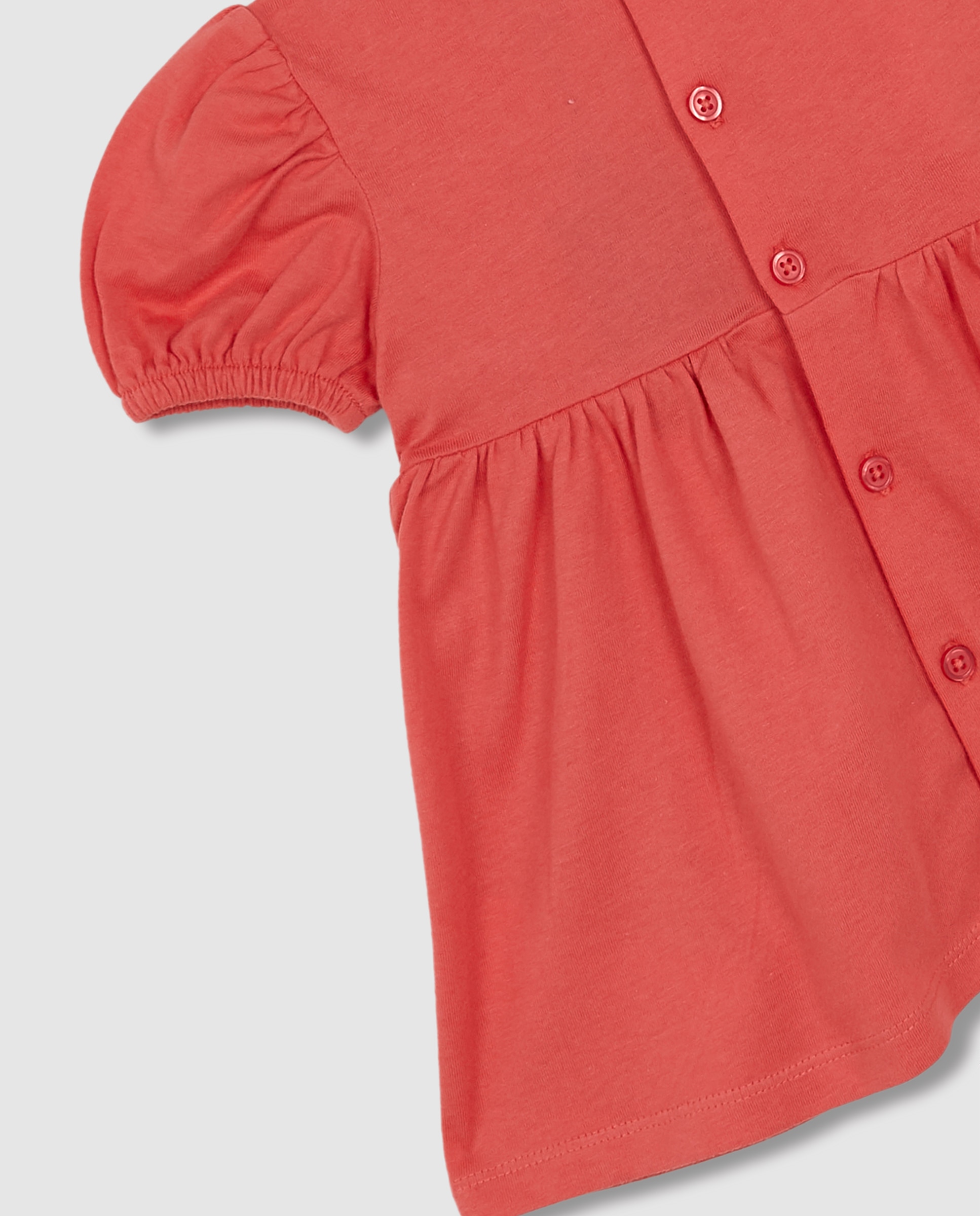Vestido para Bebé com Franzido Rosa-4
