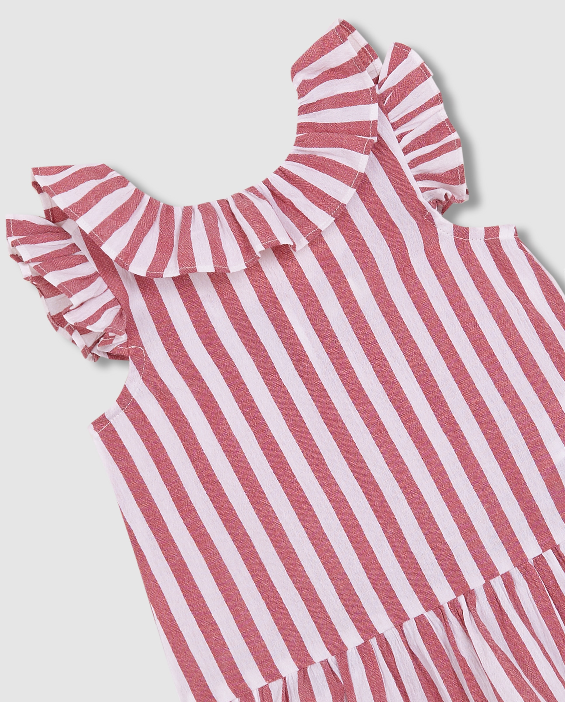 Vestido para Bebé de Bambula Às Riscas Gocco Branco-3
