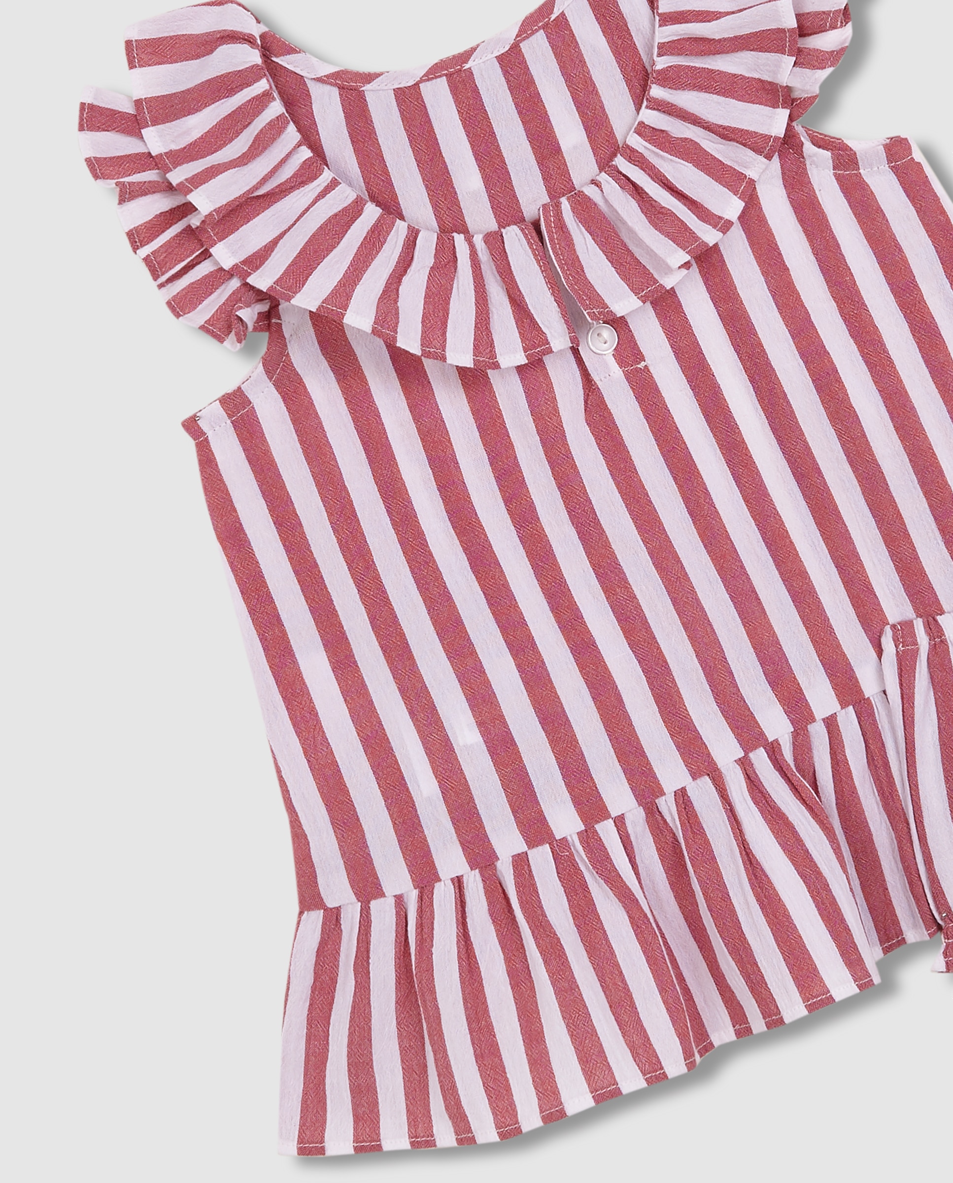 Vestido para Bebé de Bambula Às Riscas Gocco Branco-4