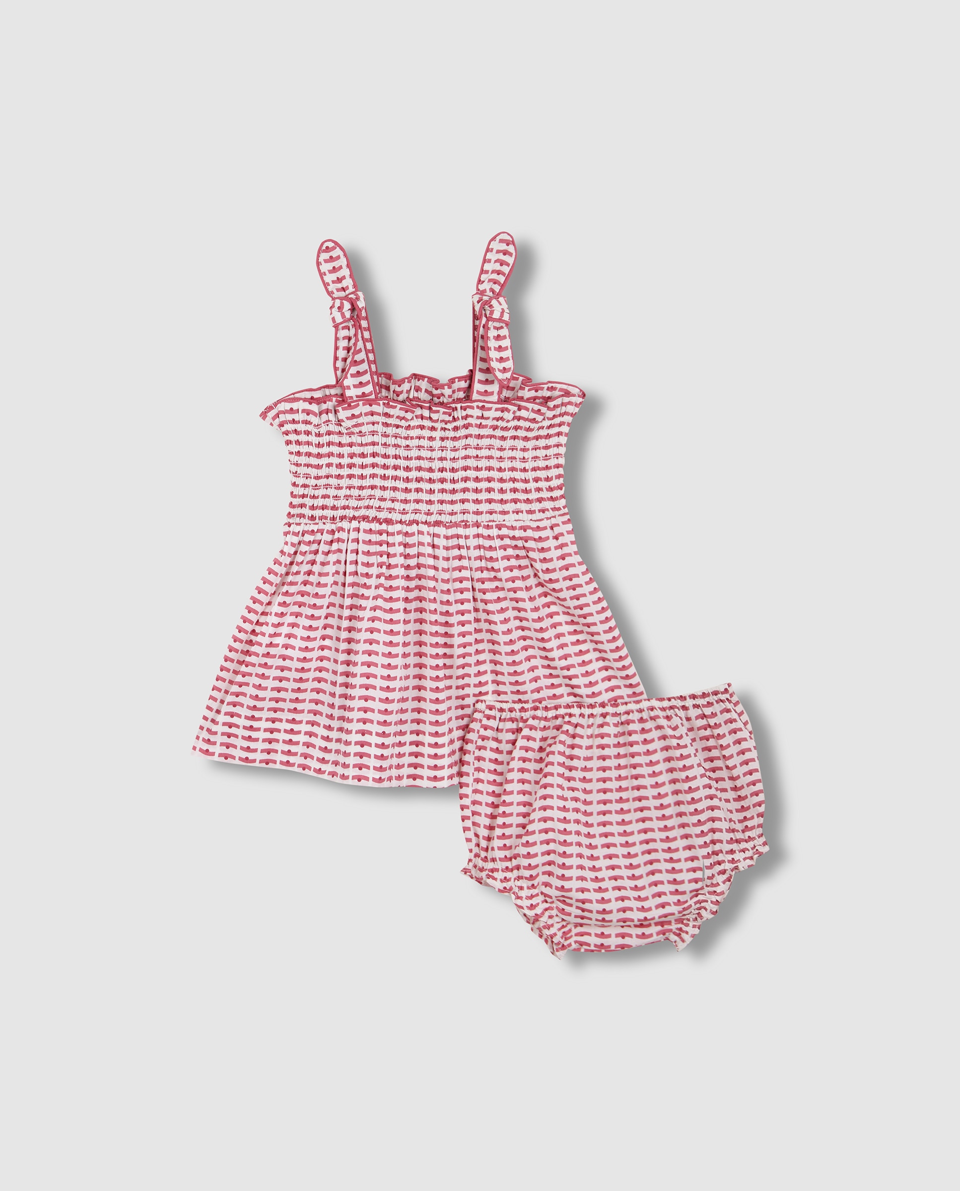 Vestido para Bebé com Folhos Gocco Branco / Rosa-2