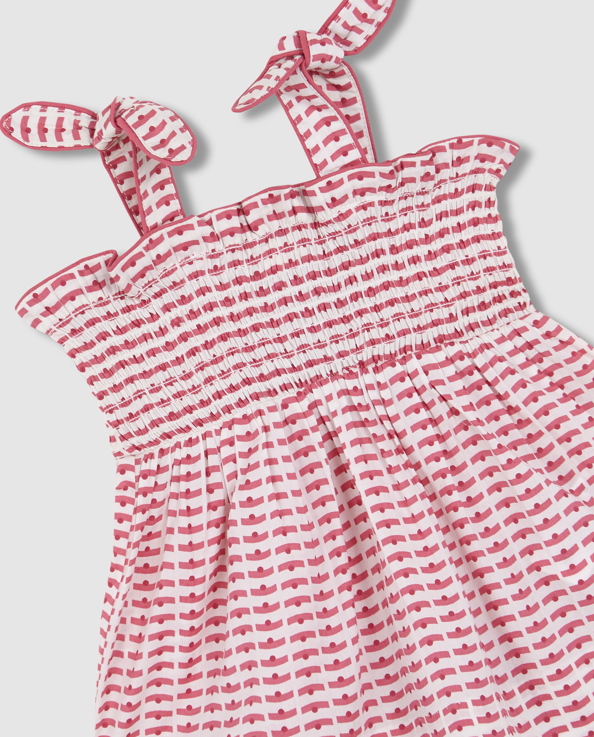 Vestido para Bebé com Folhos Gocco Branco / Rosa-3