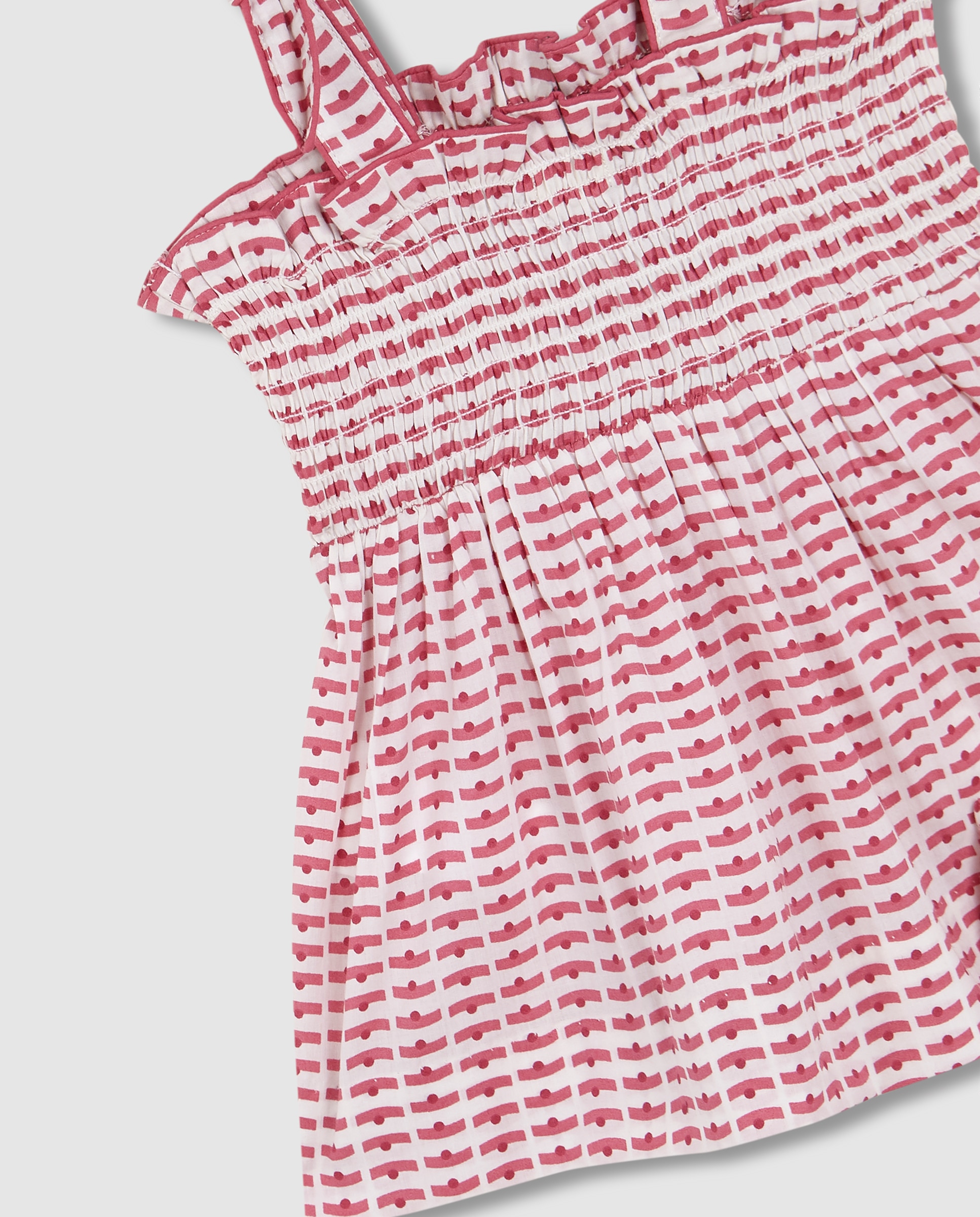 Vestido para Bebé com Folhos Gocco Branco / Rosa-4