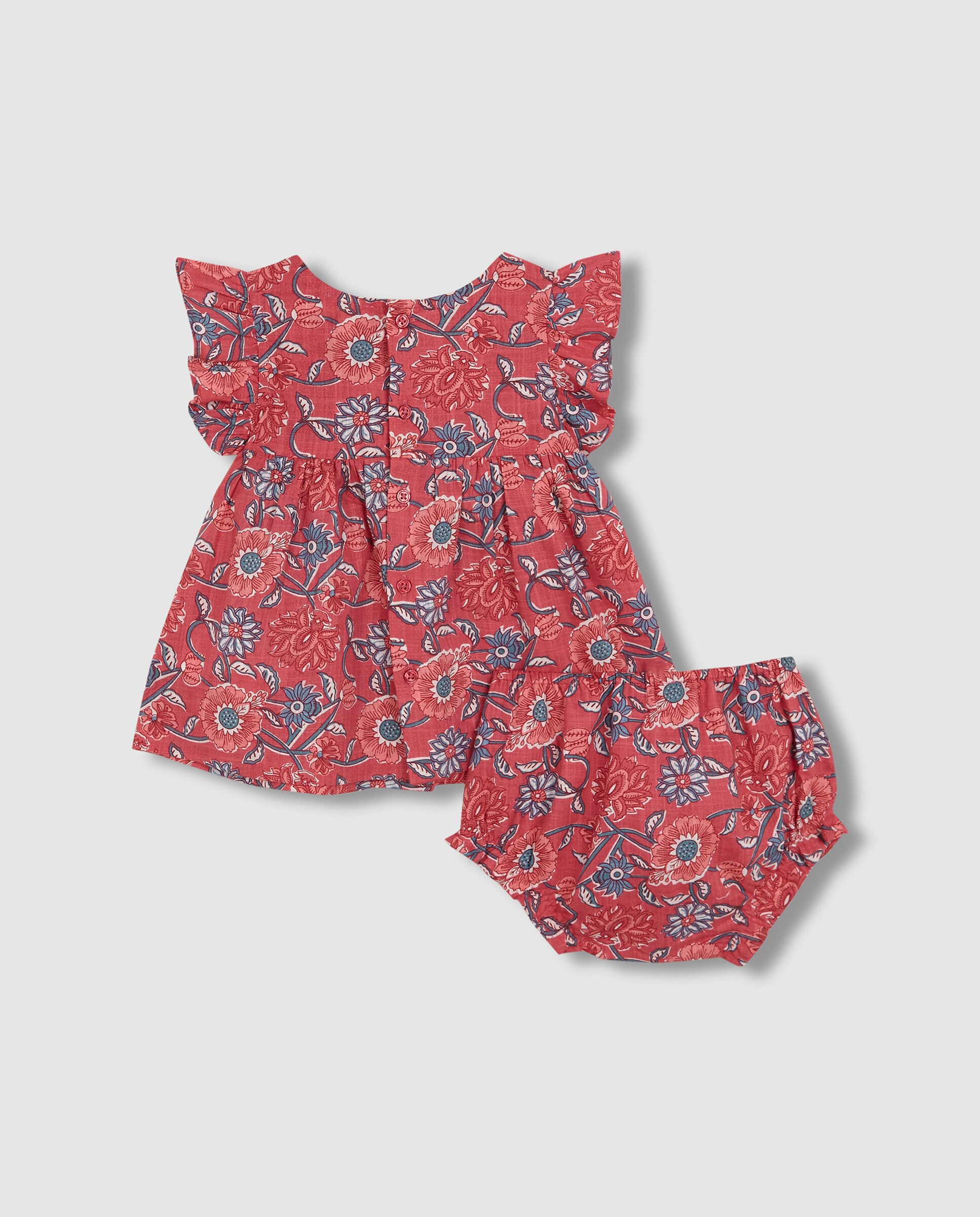 Vestido para Bebé Estampado de Flores Gocco Rosa-2
