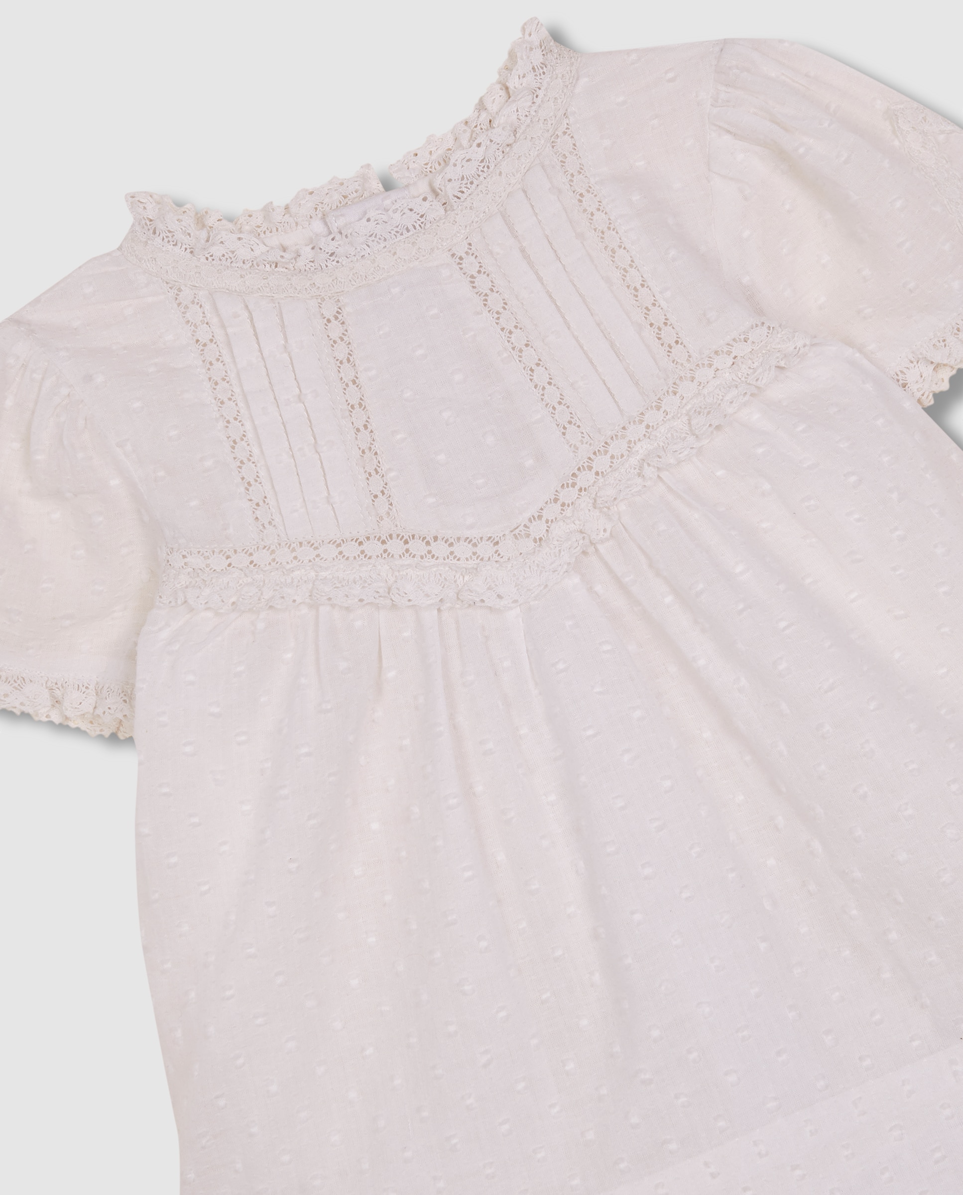 Vestido para Bebé com Tiras Bordadas Gocco Branco-5