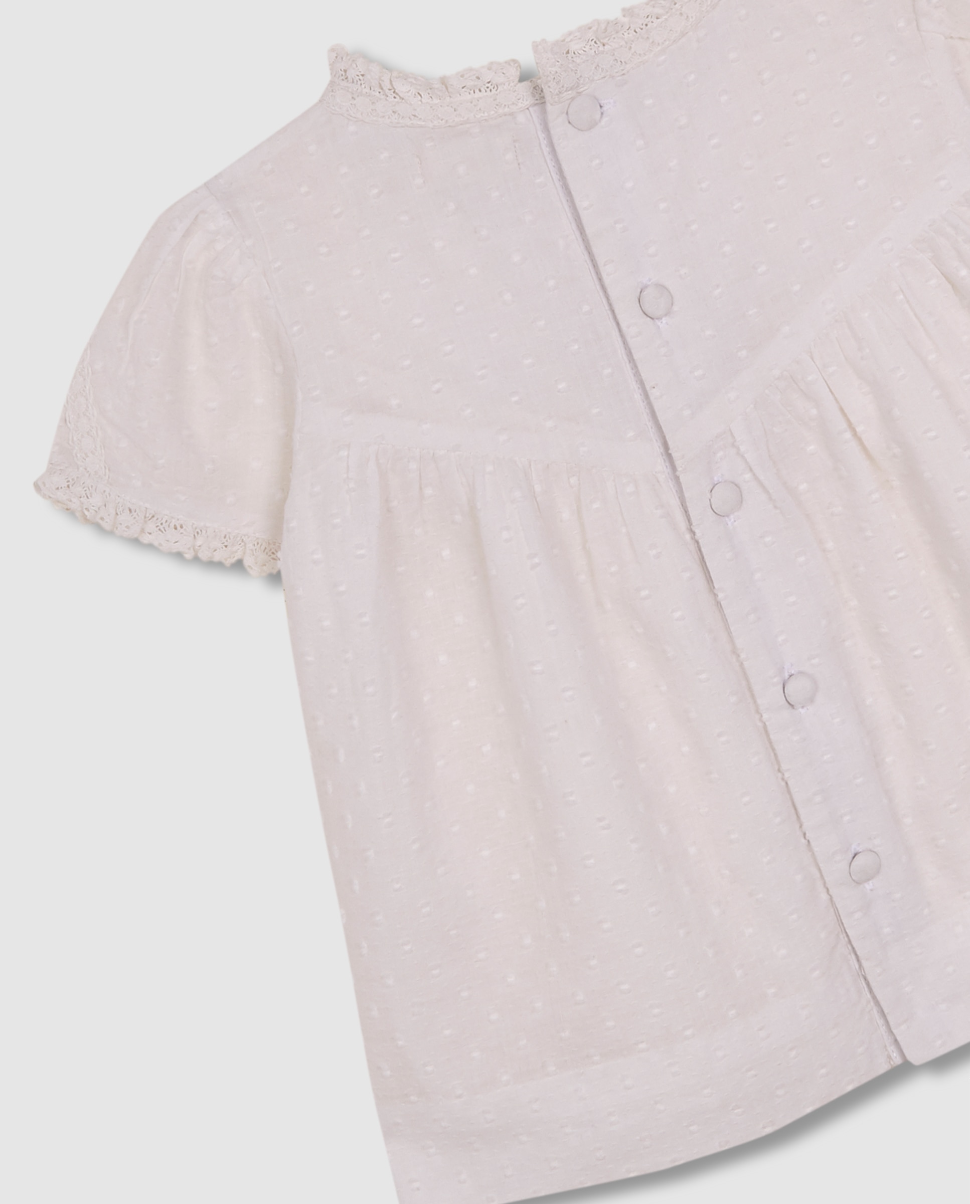 Vestido para Bebé com Tiras Bordadas Gocco Branco-6
