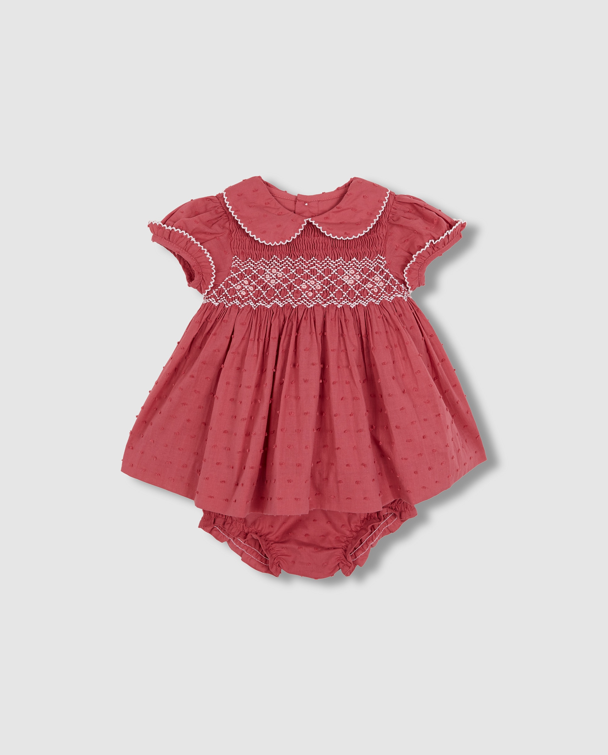 Vestido para Bebé com Smock Gocco Coral-3