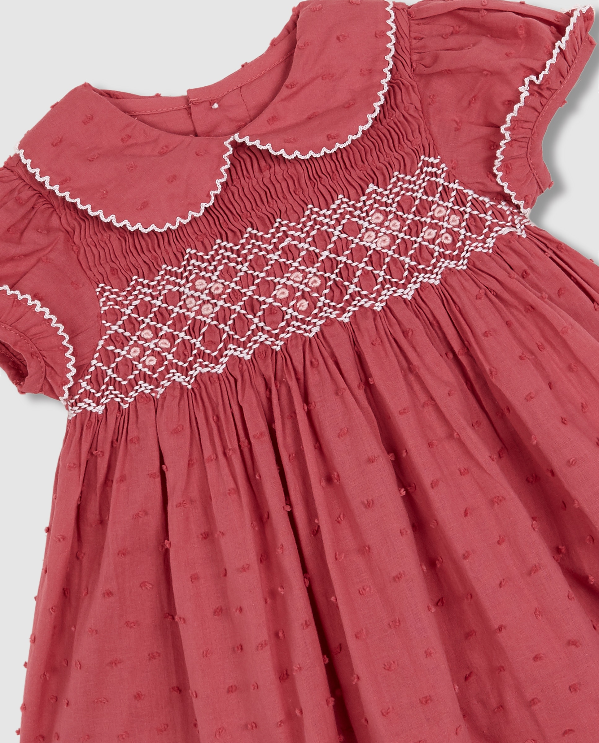 Vestido para Bebé com Smock Gocco Coral-5