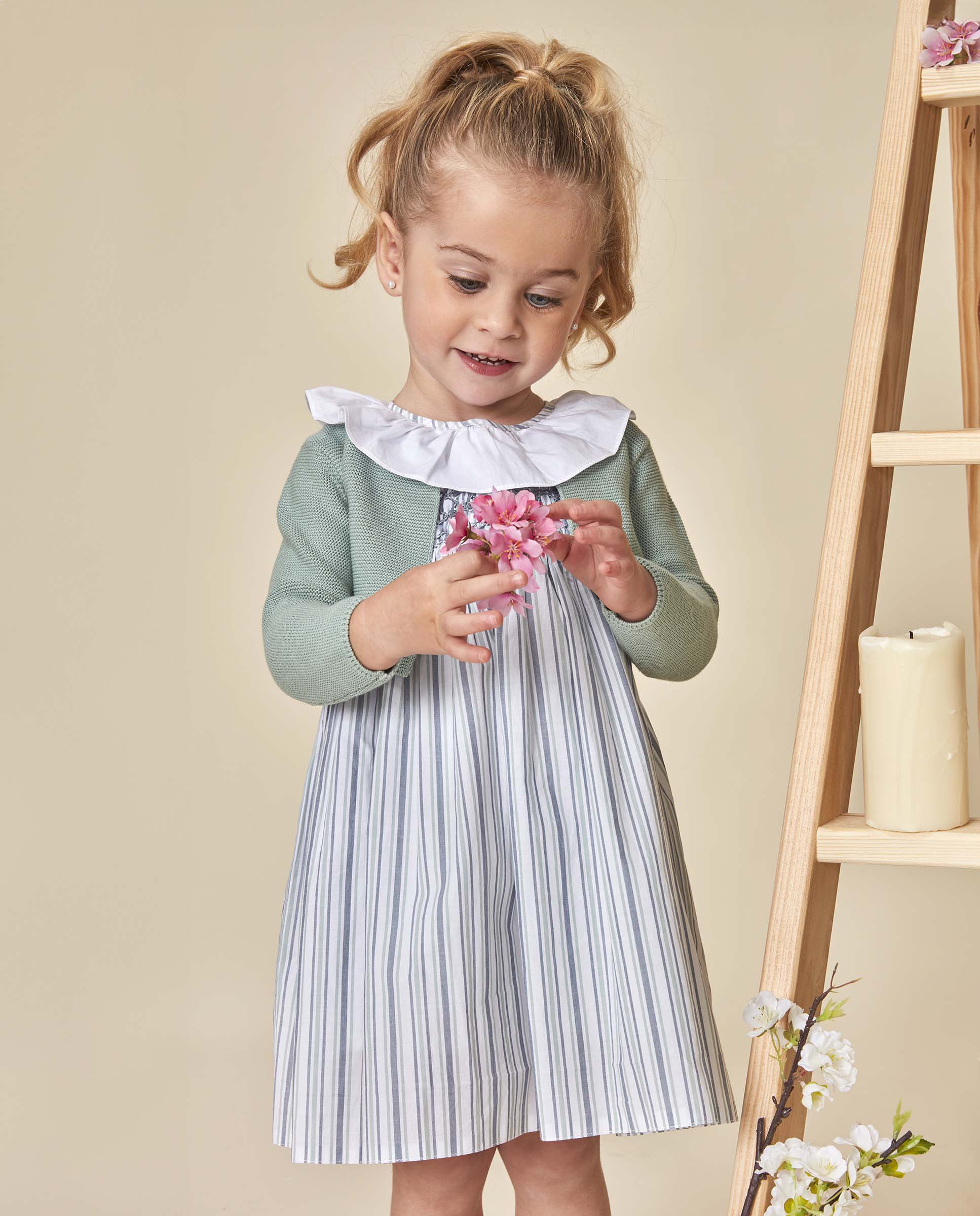 Vestido para Bebé com Smock Gocco Branco-marfim-2
