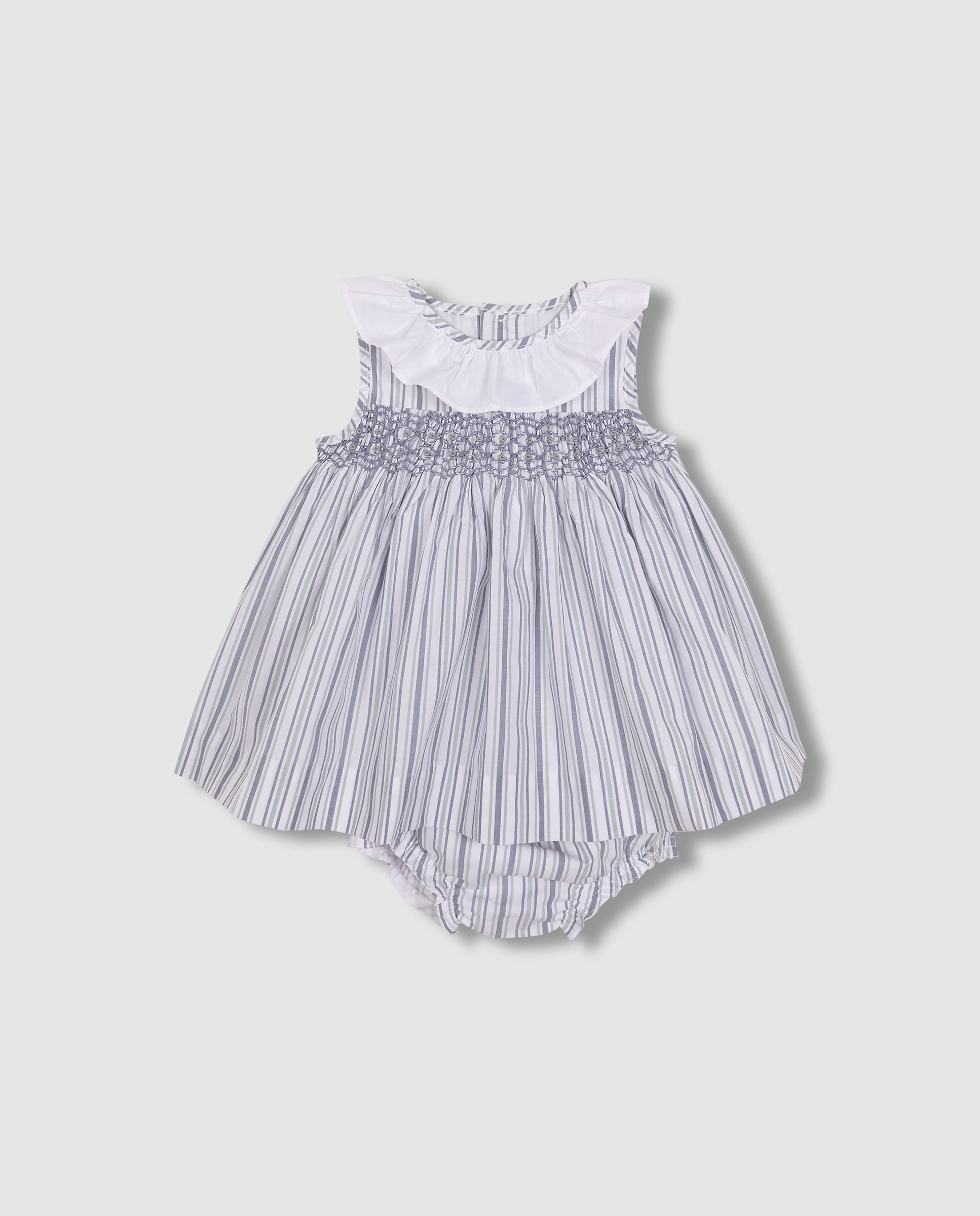 Vestido para Bebé com Smock Gocco Branco-marfim-3