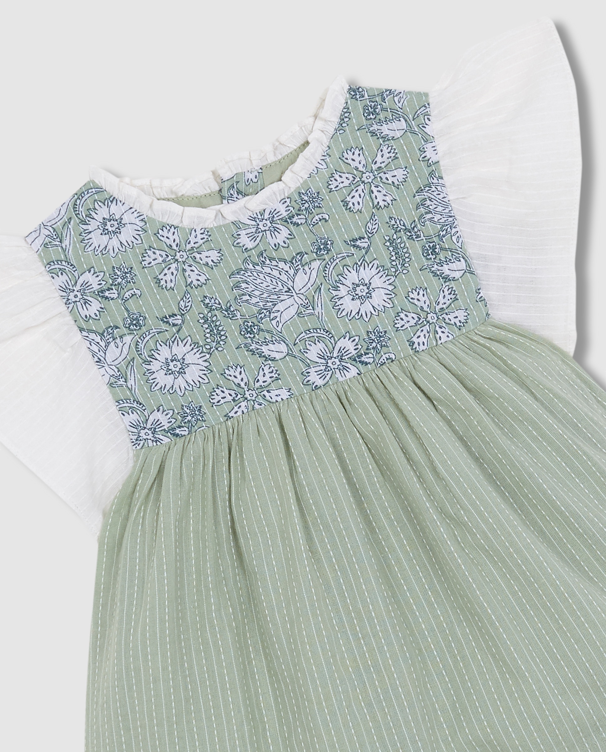 Vestido para Bebé com Peitilho Estampado Gocco Verde / azul marinho-5