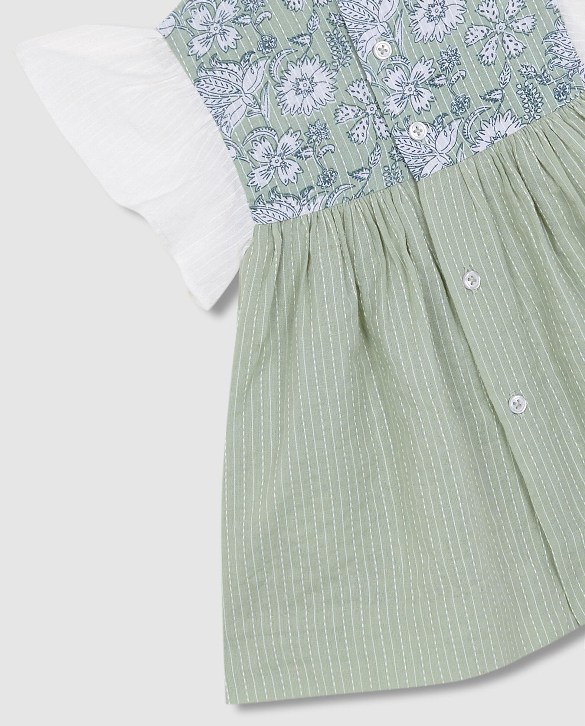 Vestido para Bebé com Peitilho Estampado Gocco Verde / azul marinho-6