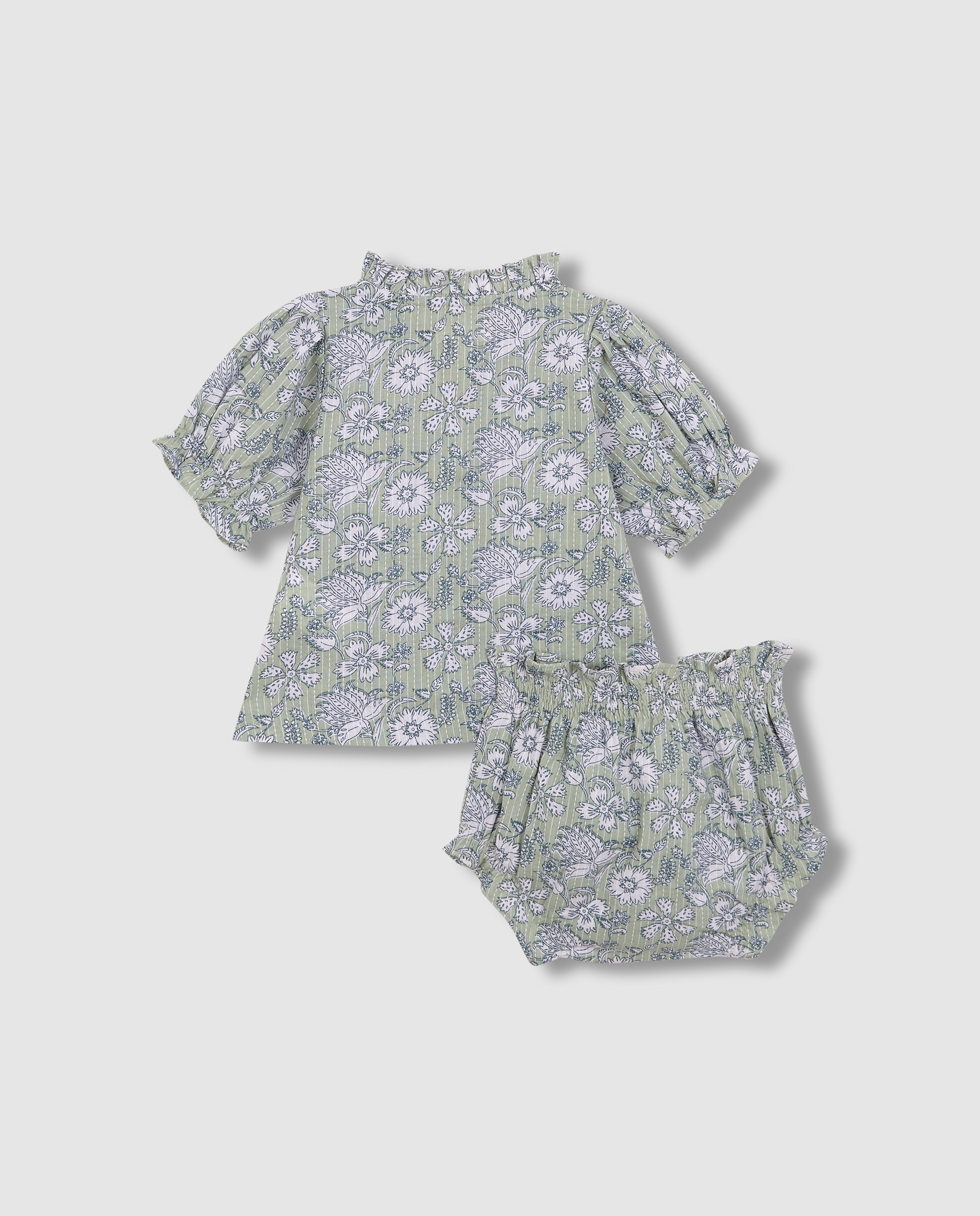 Conjunto para Bebé de Camisa e Calças a Condizer com Capota Gocco Verde-4