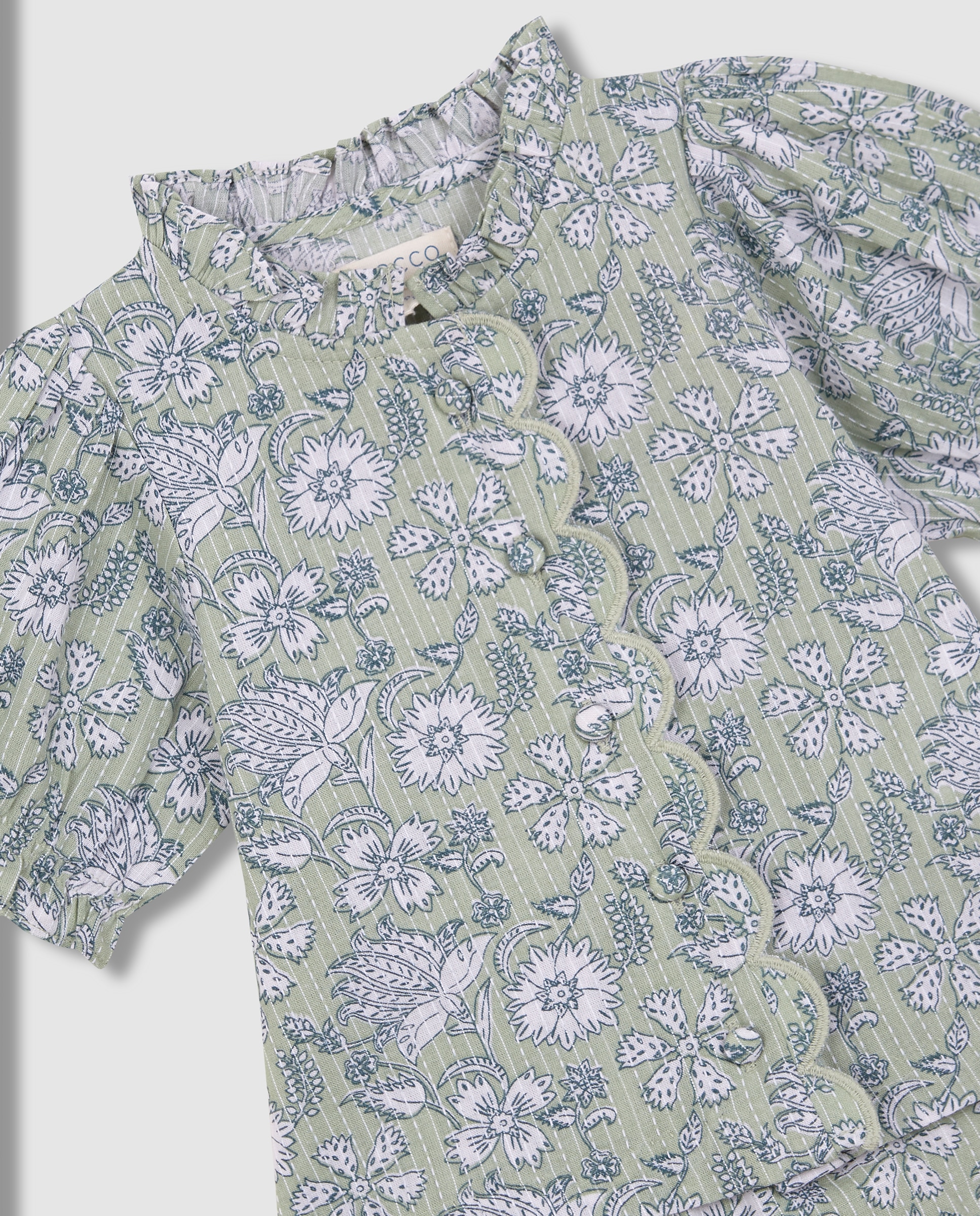 Conjunto para Bebé de Camisa e Calças a Condizer com Capota Gocco Verde-5