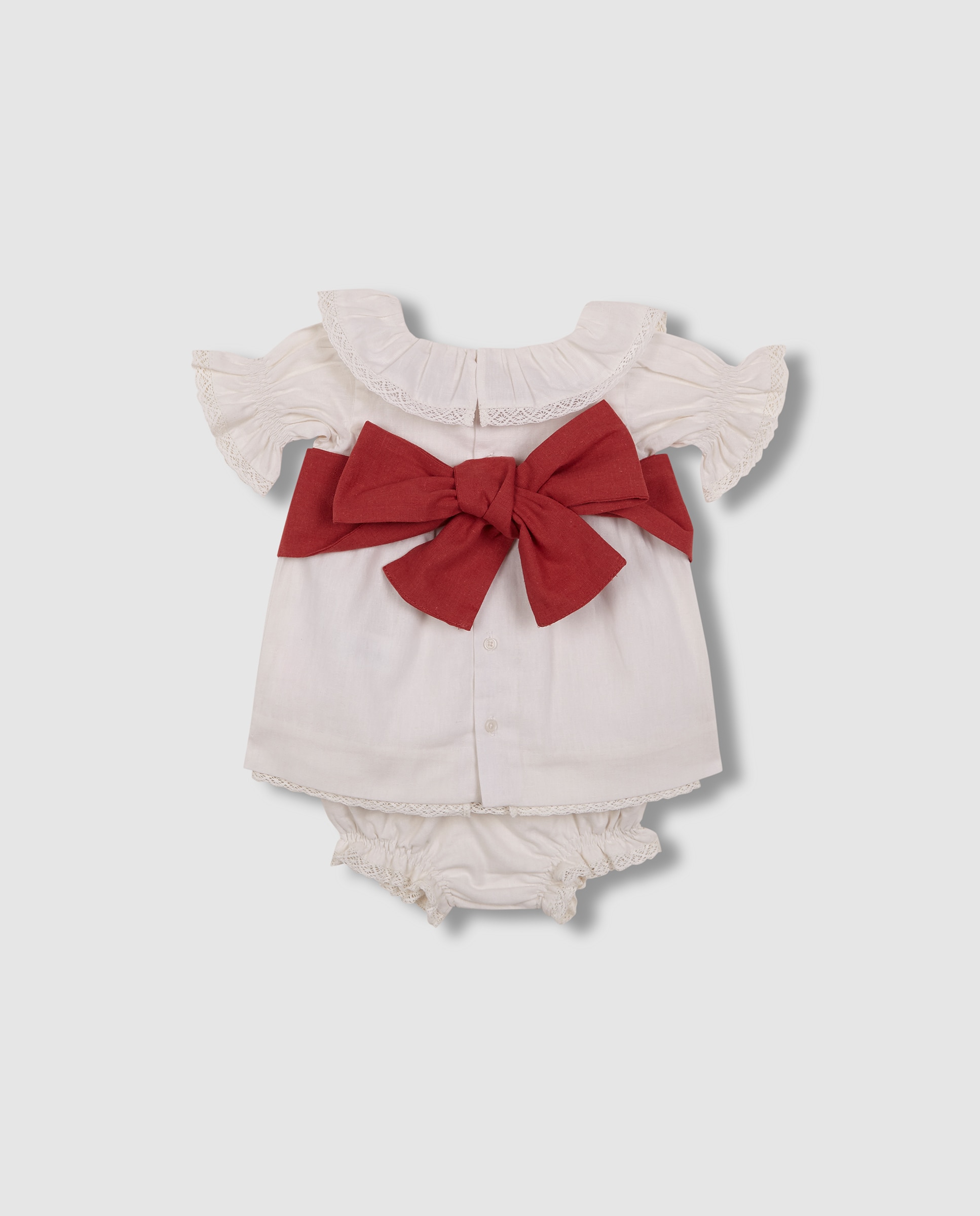 Faixa de Linho para Vestidos de Bebé Gocco Coral-5