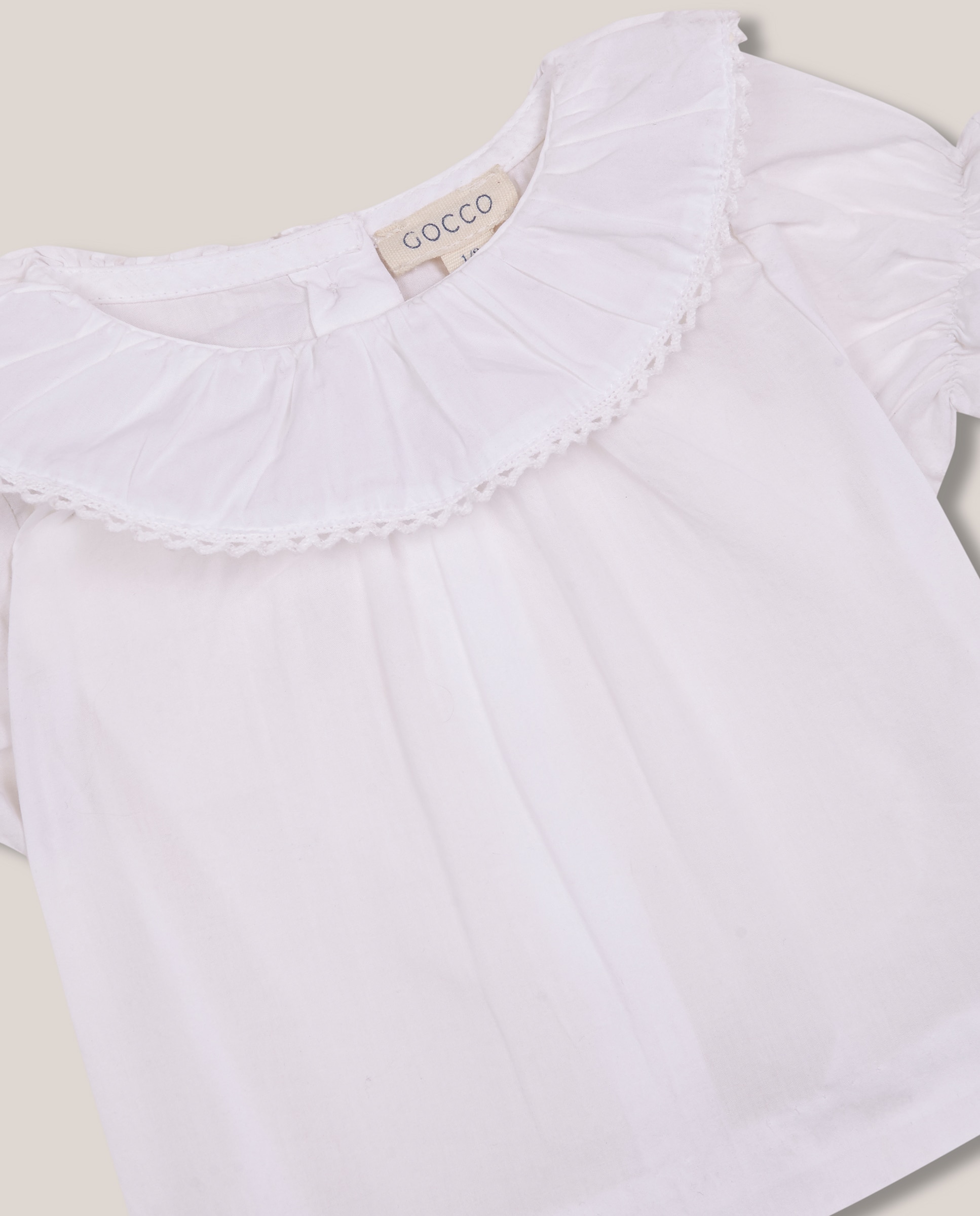 Blusa para Bebé com Gola Folho Gocco Branco-3