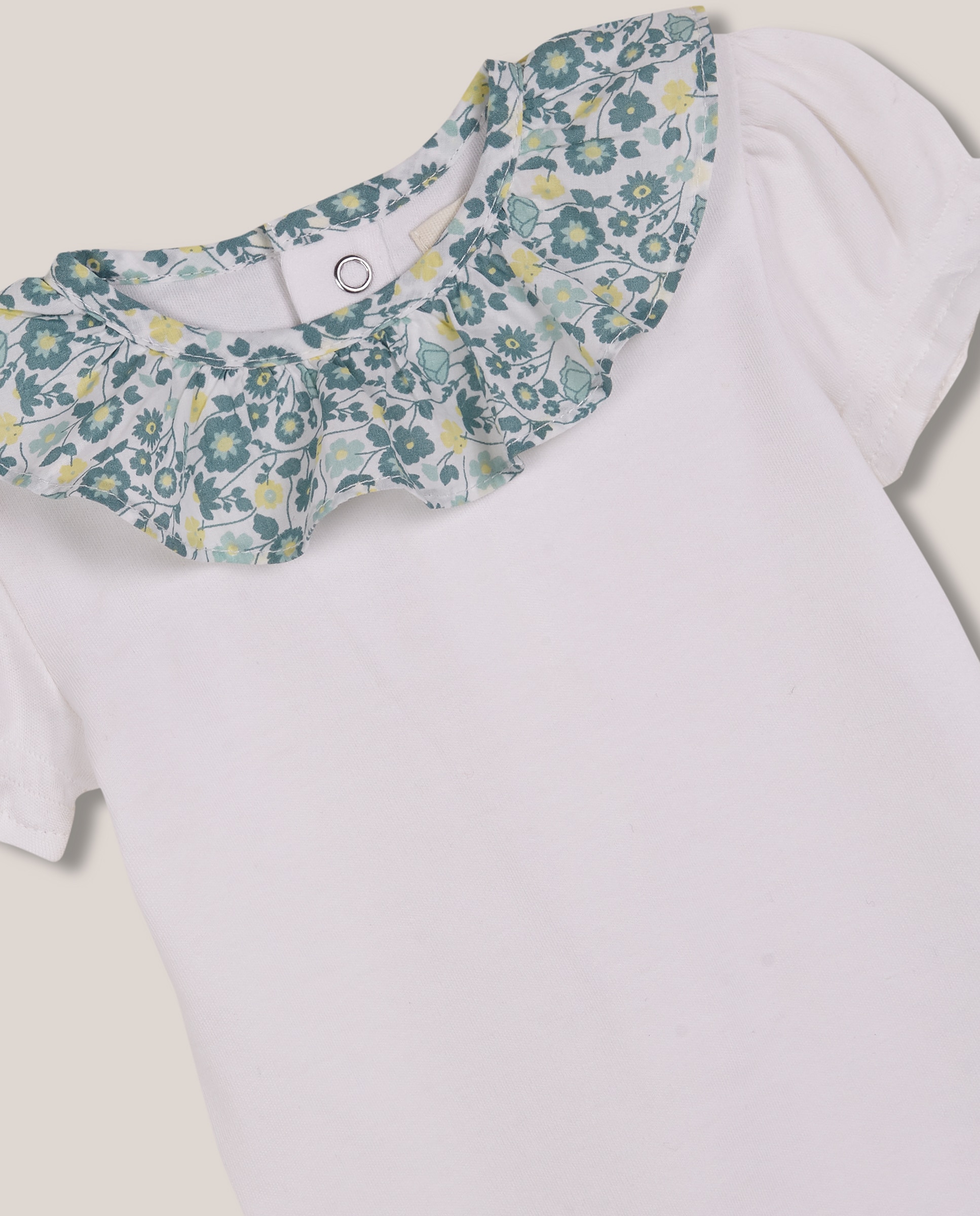 Body para Bebé com Gola de Popelina Estampado de Flores Gocco Branco-3