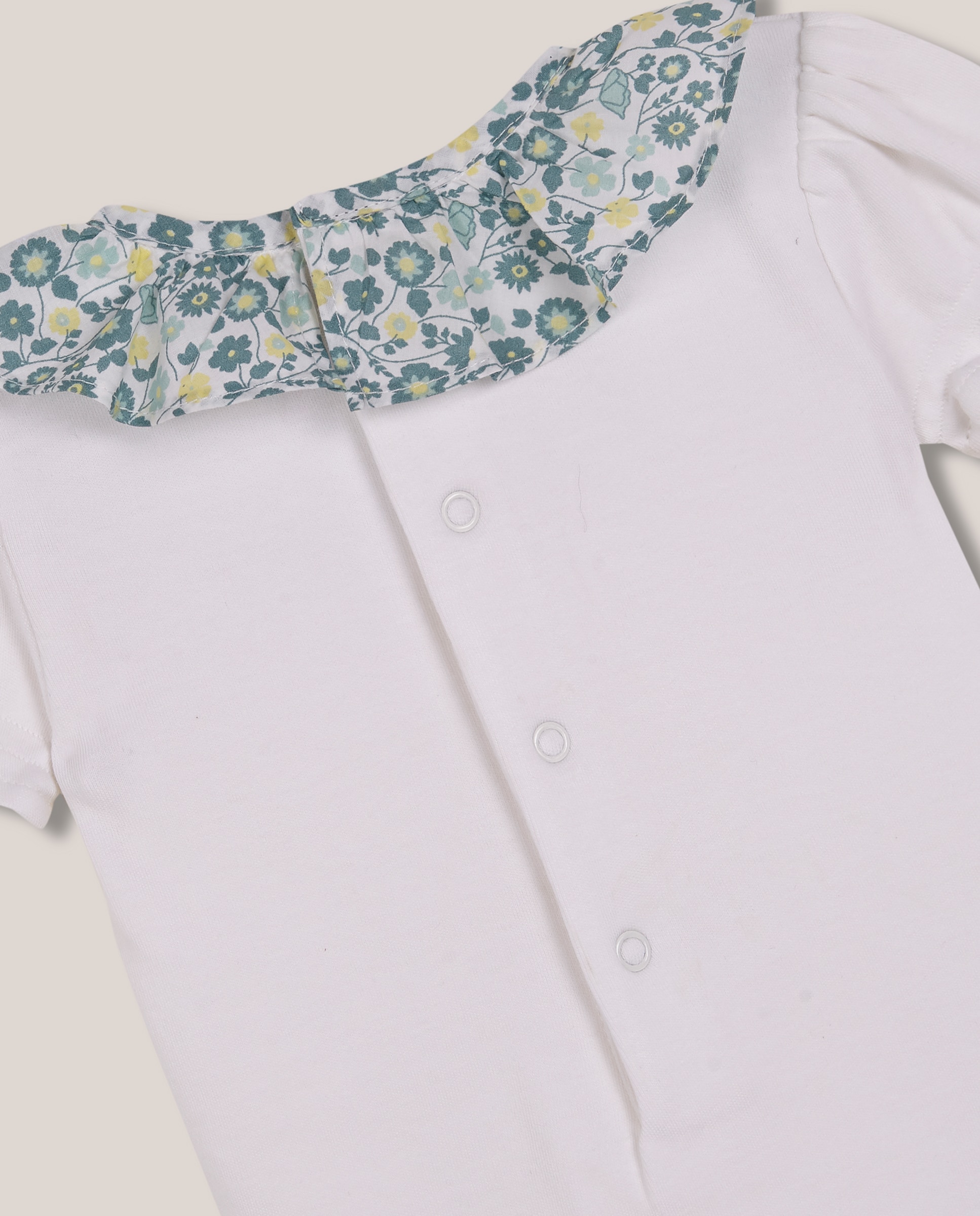 Body para Bebé com Gola de Popelina Estampado de Flores Gocco Branco-4
