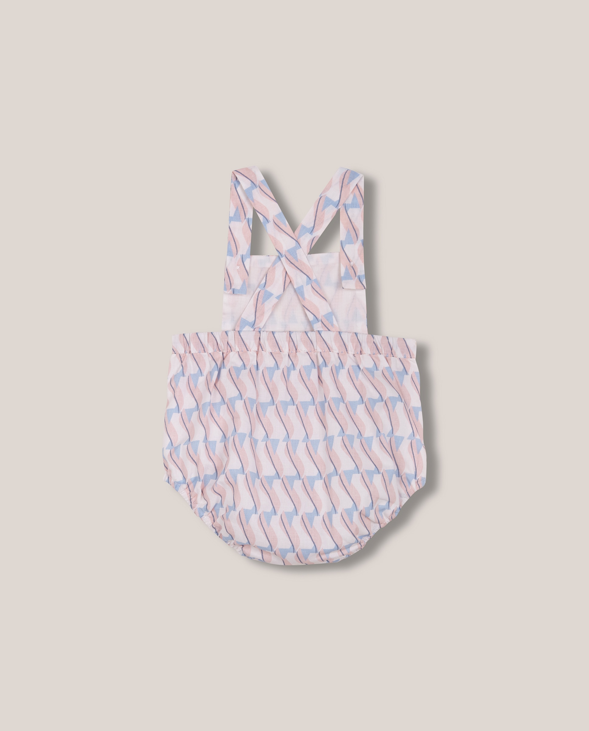 Macacão Curto para Bebé com Estampado Geométrico Gocco Rosa-2