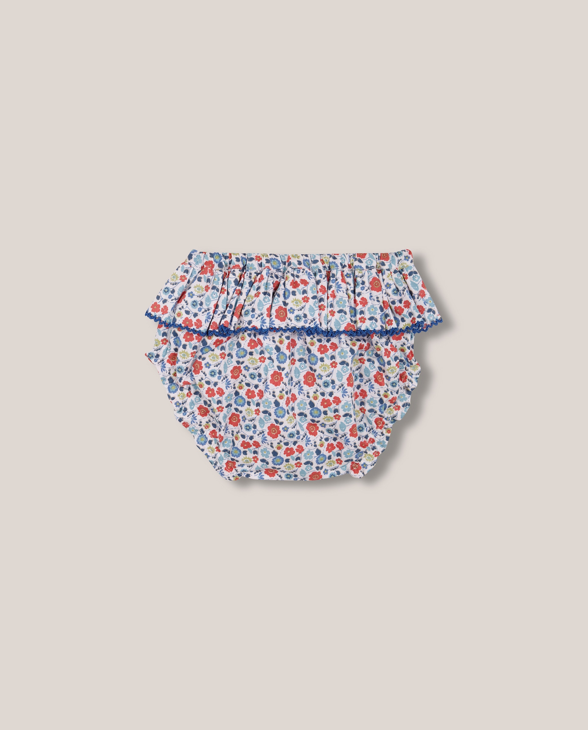 Shorts para Bebé com Estampado de Flores Gocco Branco / Vermelho-2