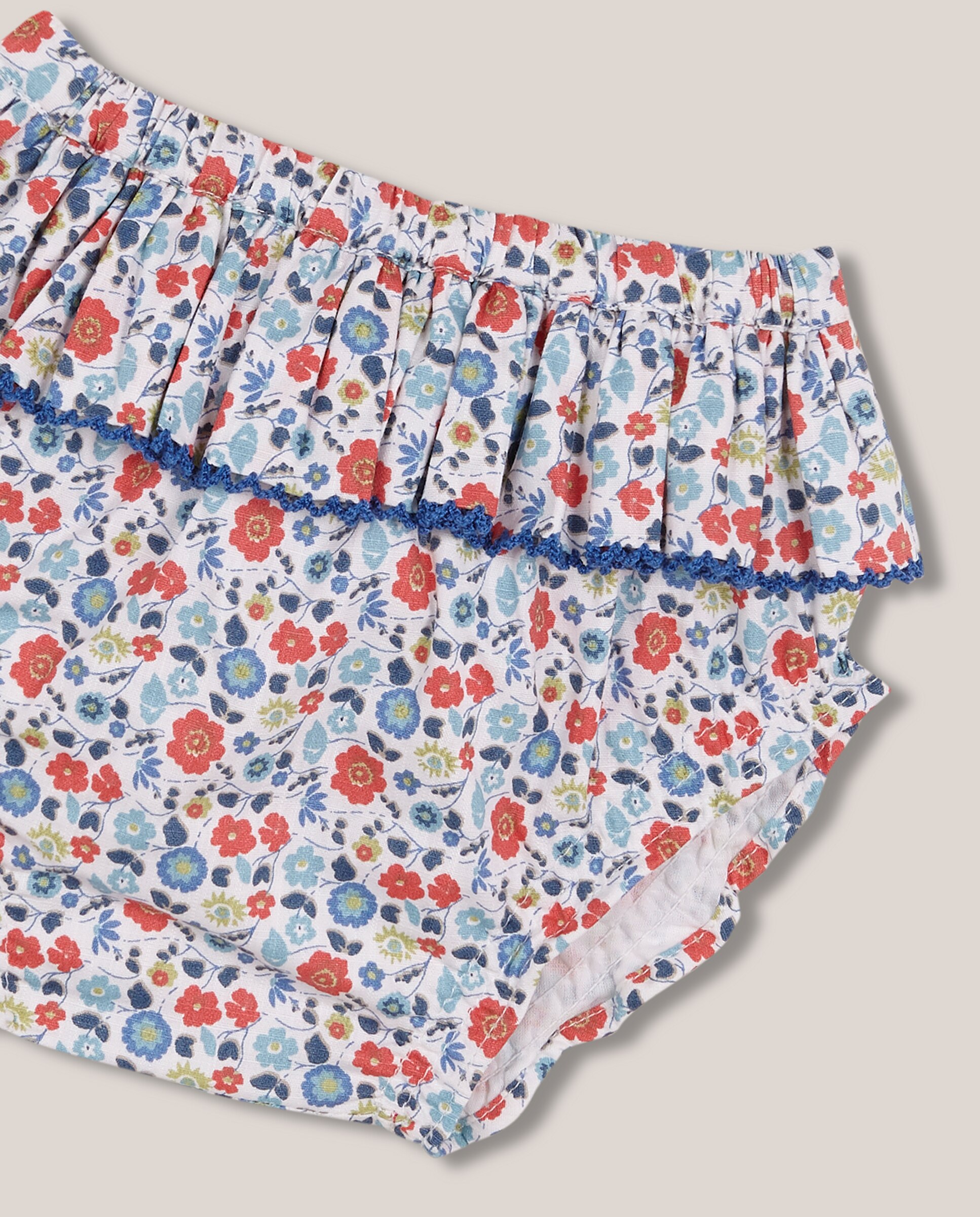 Shorts para Bebé com Estampado de Flores Gocco Branco / Vermelho-3