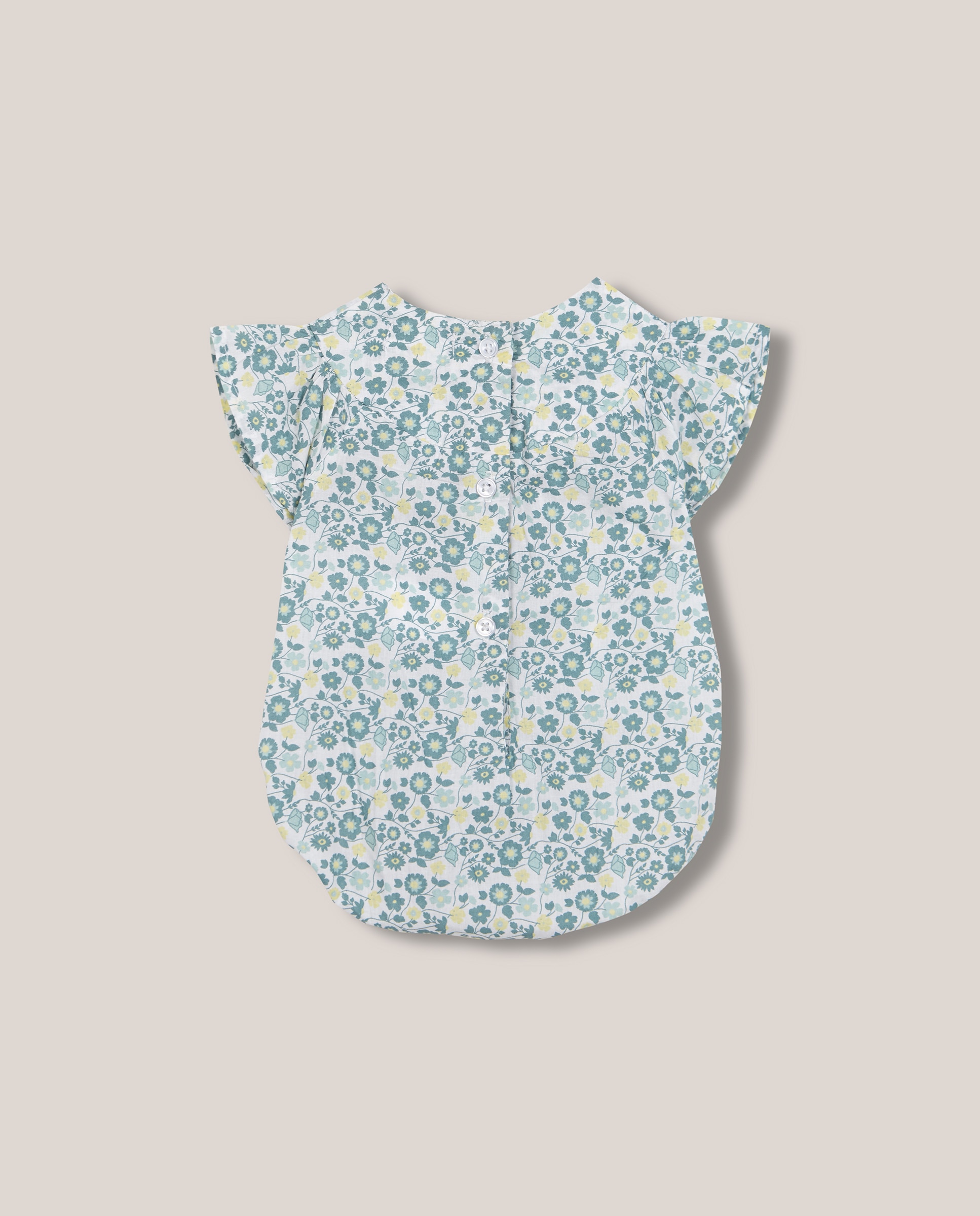 Macacão Curto para Bebé Estampado com Flores Gocco Branco-marfim-2