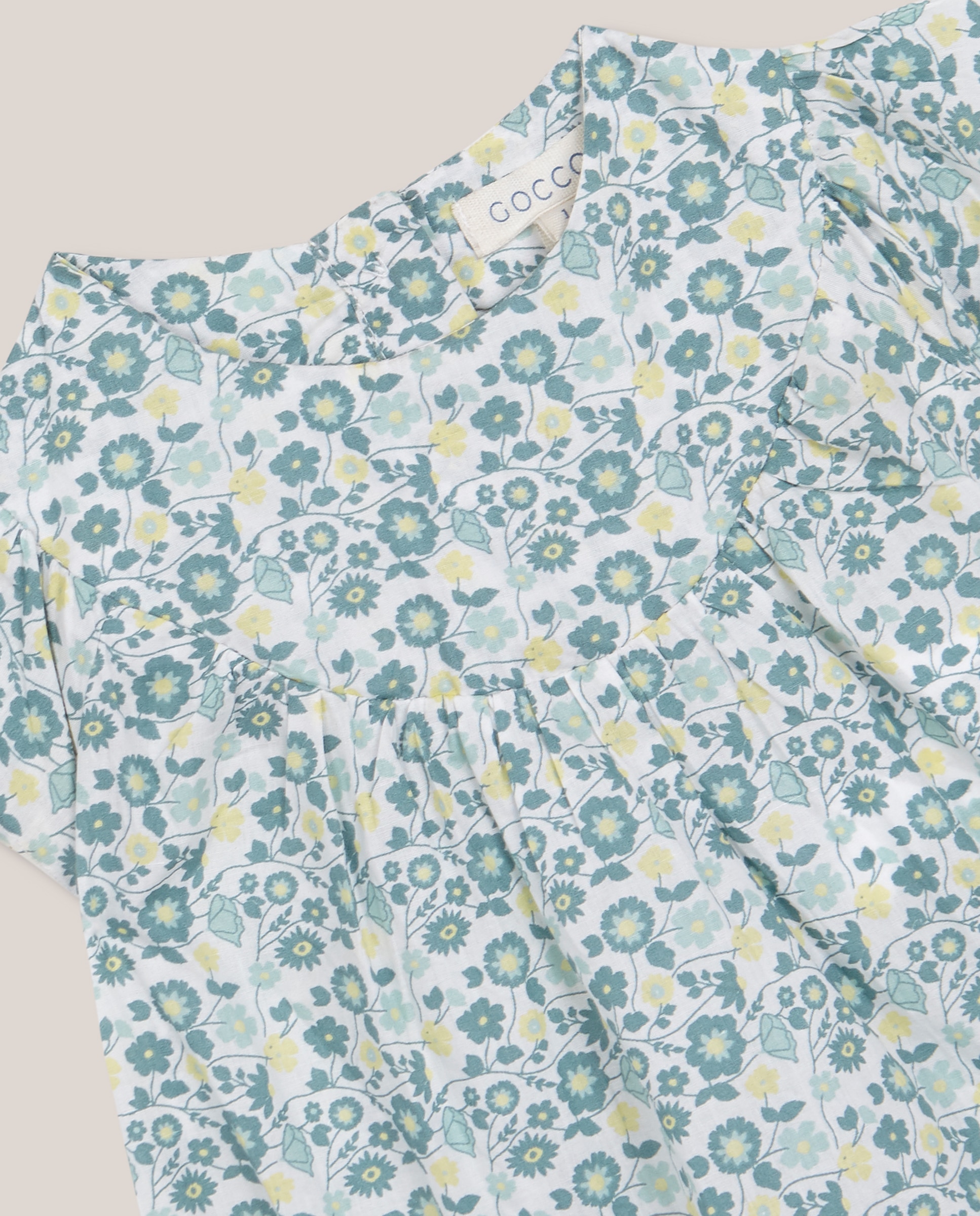 Macacão Curto para Bebé Estampado com Flores Gocco Branco-marfim-3