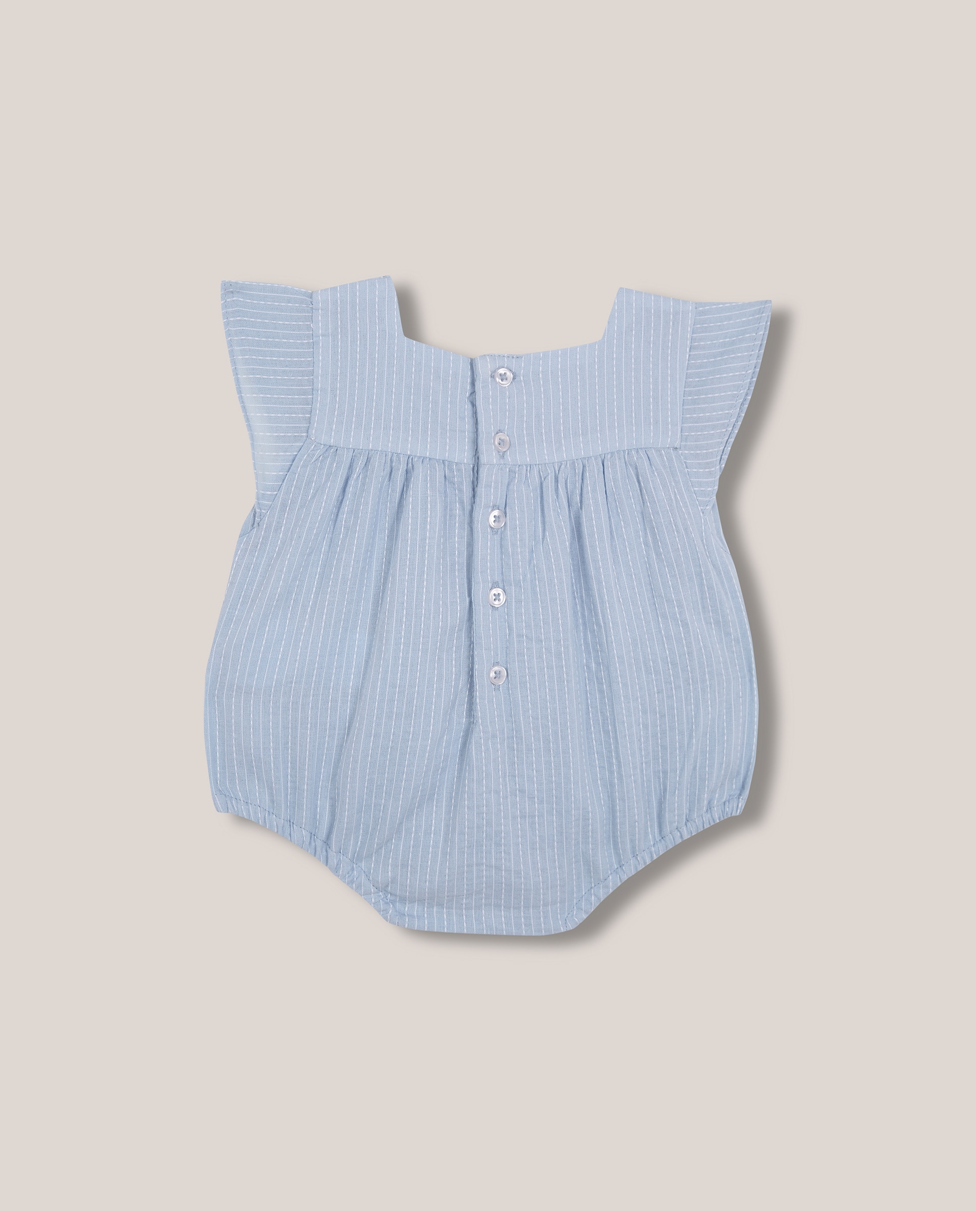 Macacão Curto para Bebé com Bordados Gocco Azul-claro-2