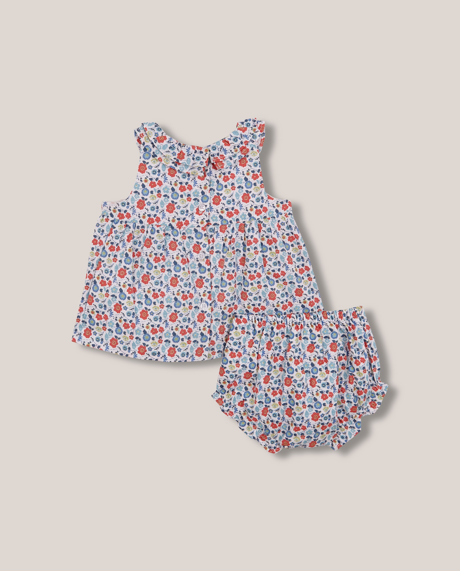 Vestido para Bebé de Flores Branco / Azul-2