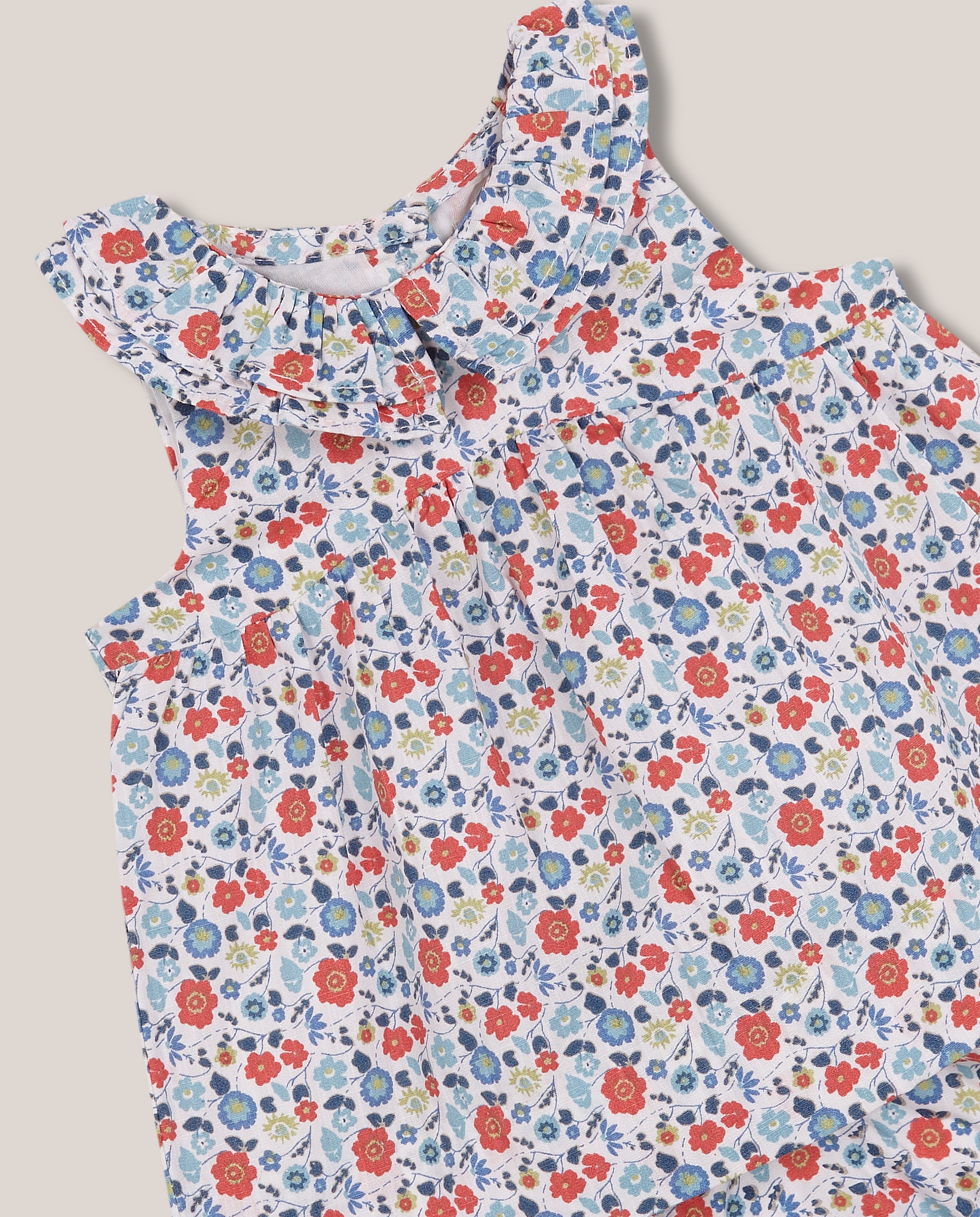 Vestido para Bebé de Flores Branco / Azul-3