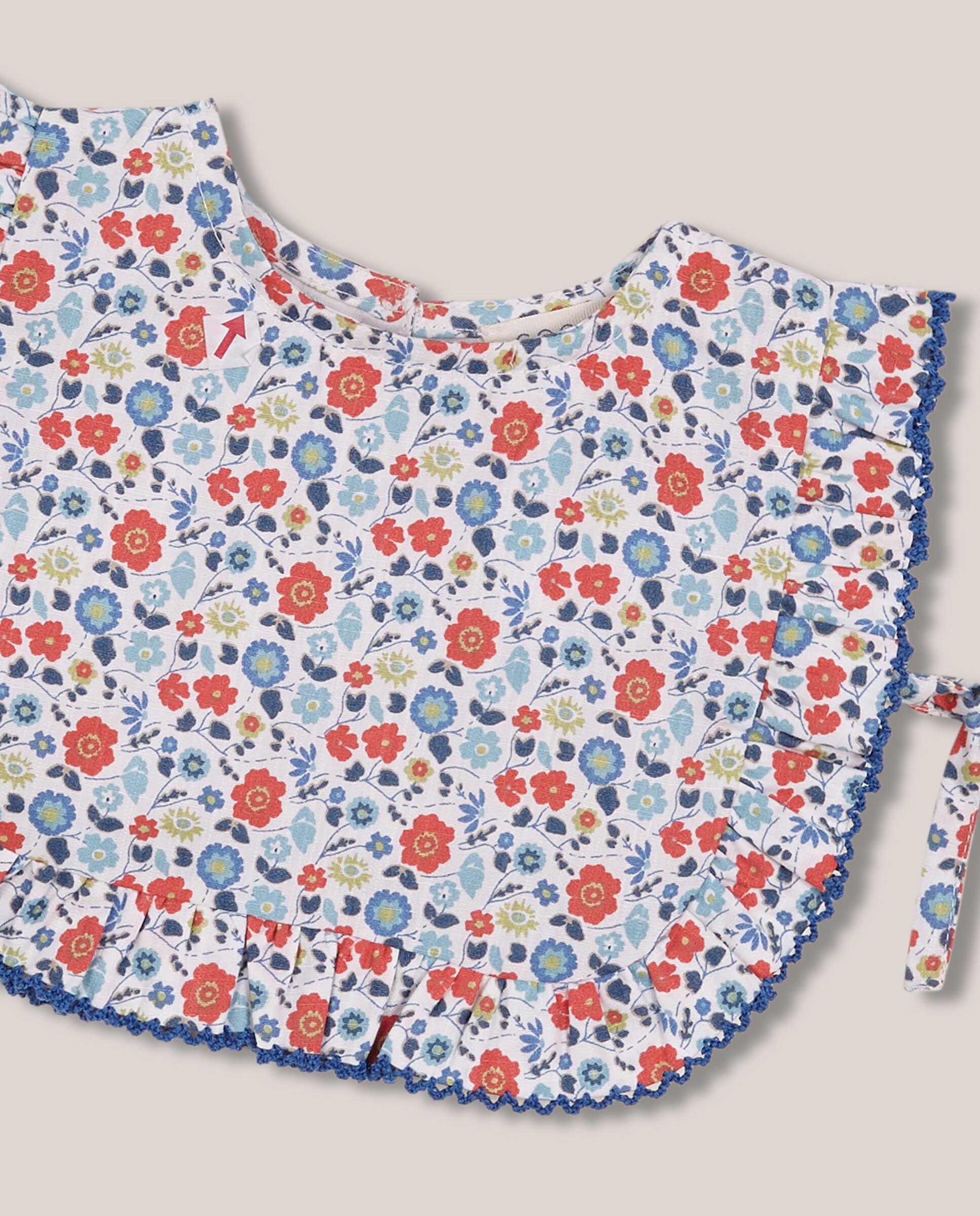 Babete de Bebé Flor Gocco Branco / Azul-3