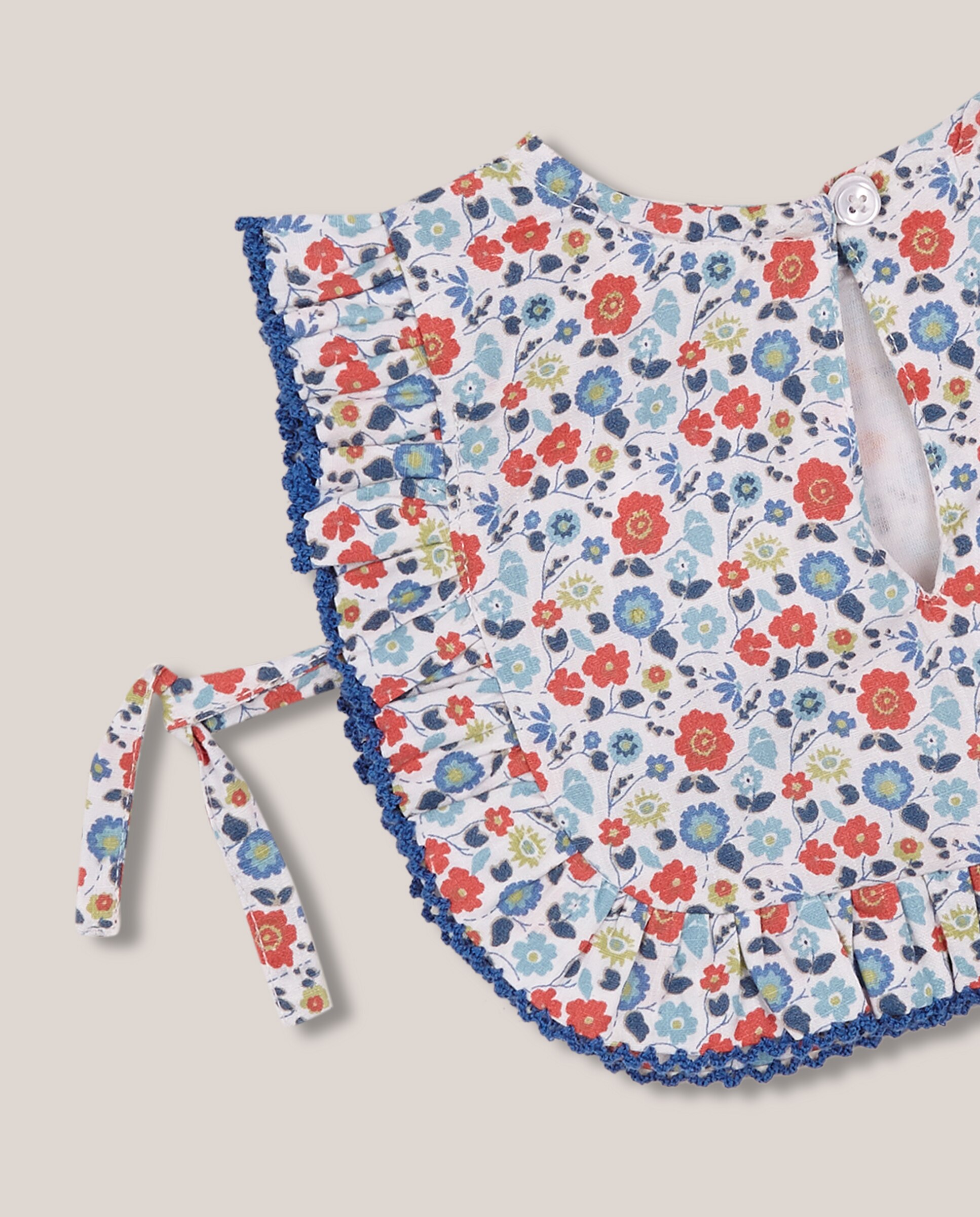 Babete de Bebé Flor Gocco Branco / Azul-4
