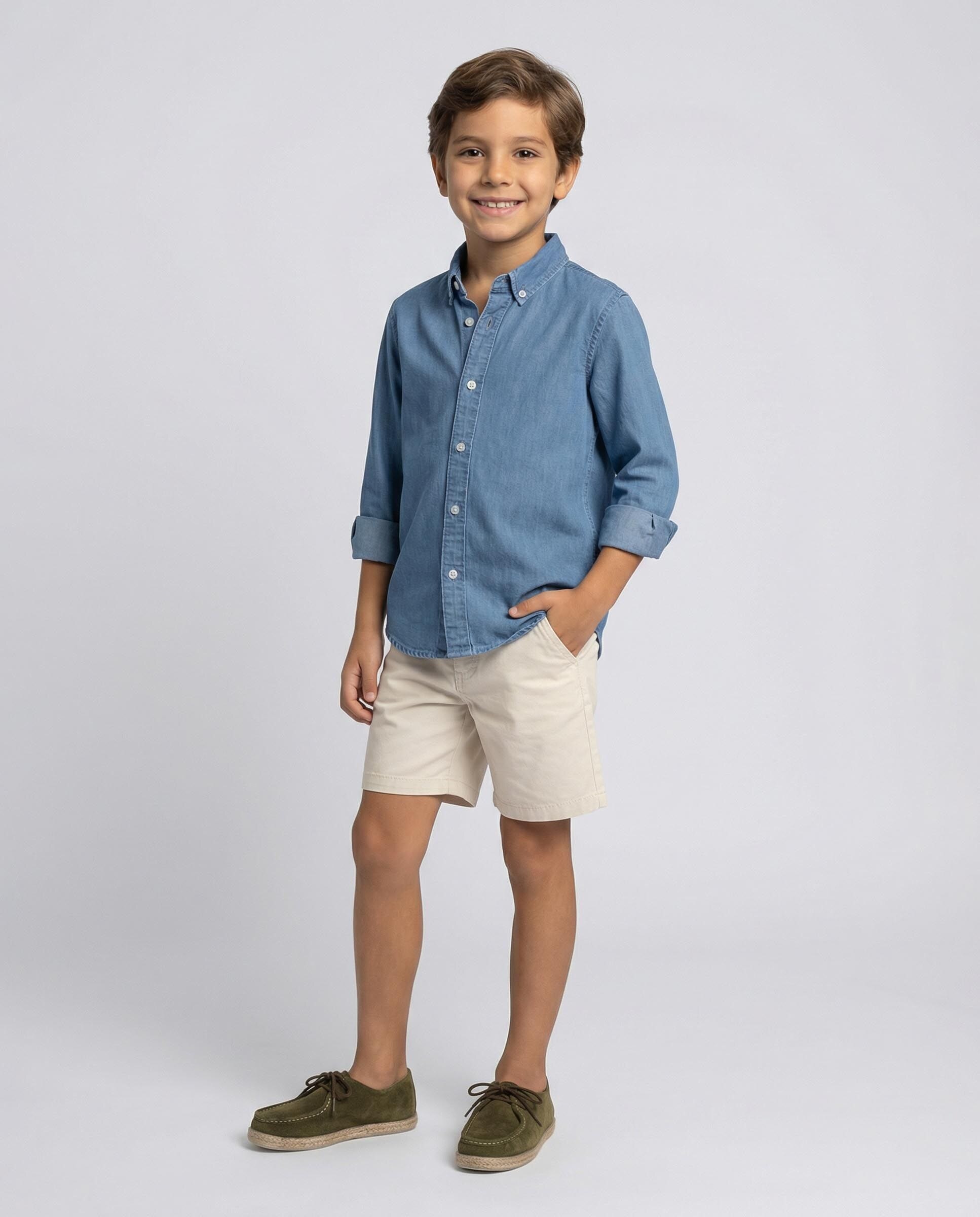 Camisa Infantil Jeans Denim-5